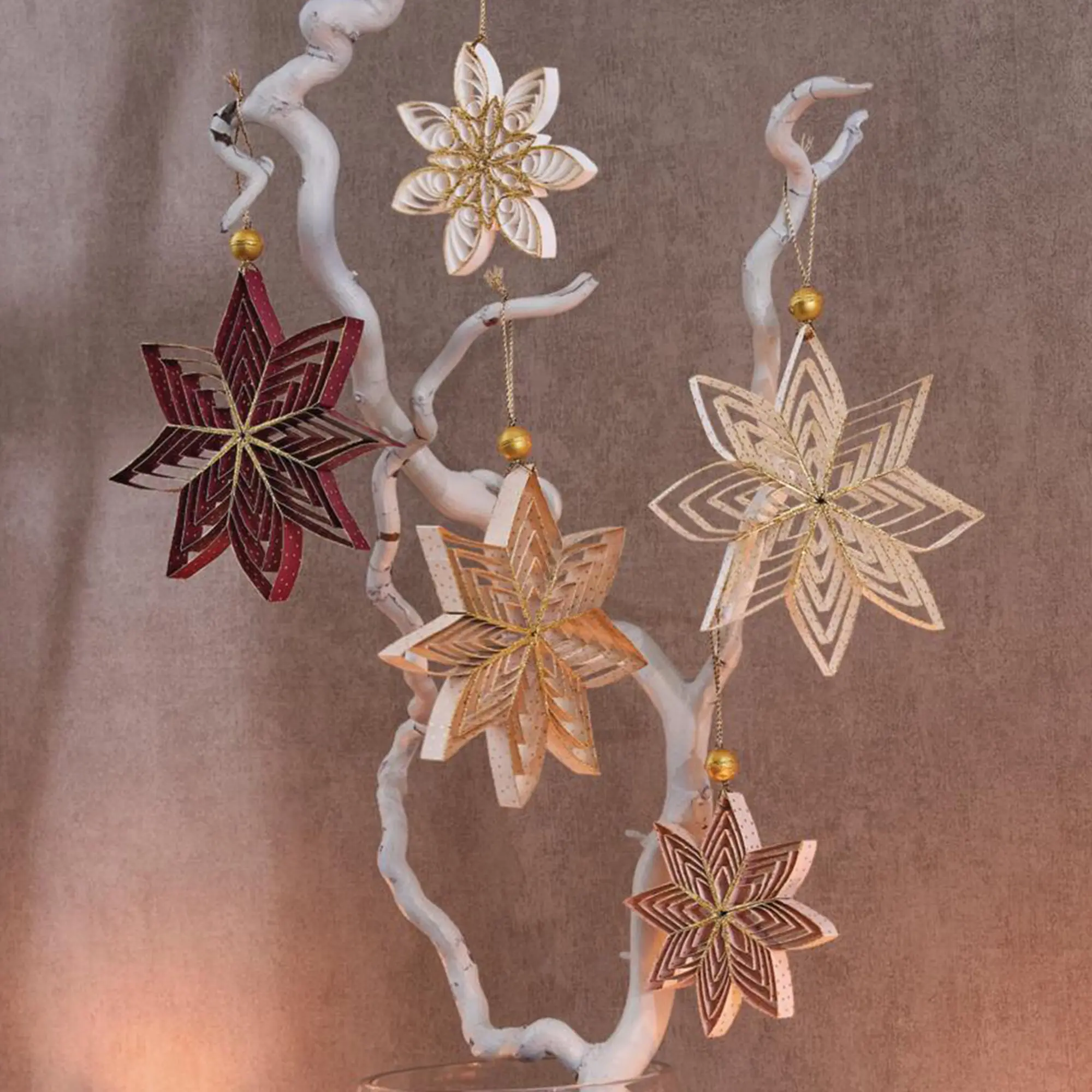 Acheter Suspensions décoratives « Étoile de Noël », lot de 5 dans la boutique en ligne de Frank Flechtwaren