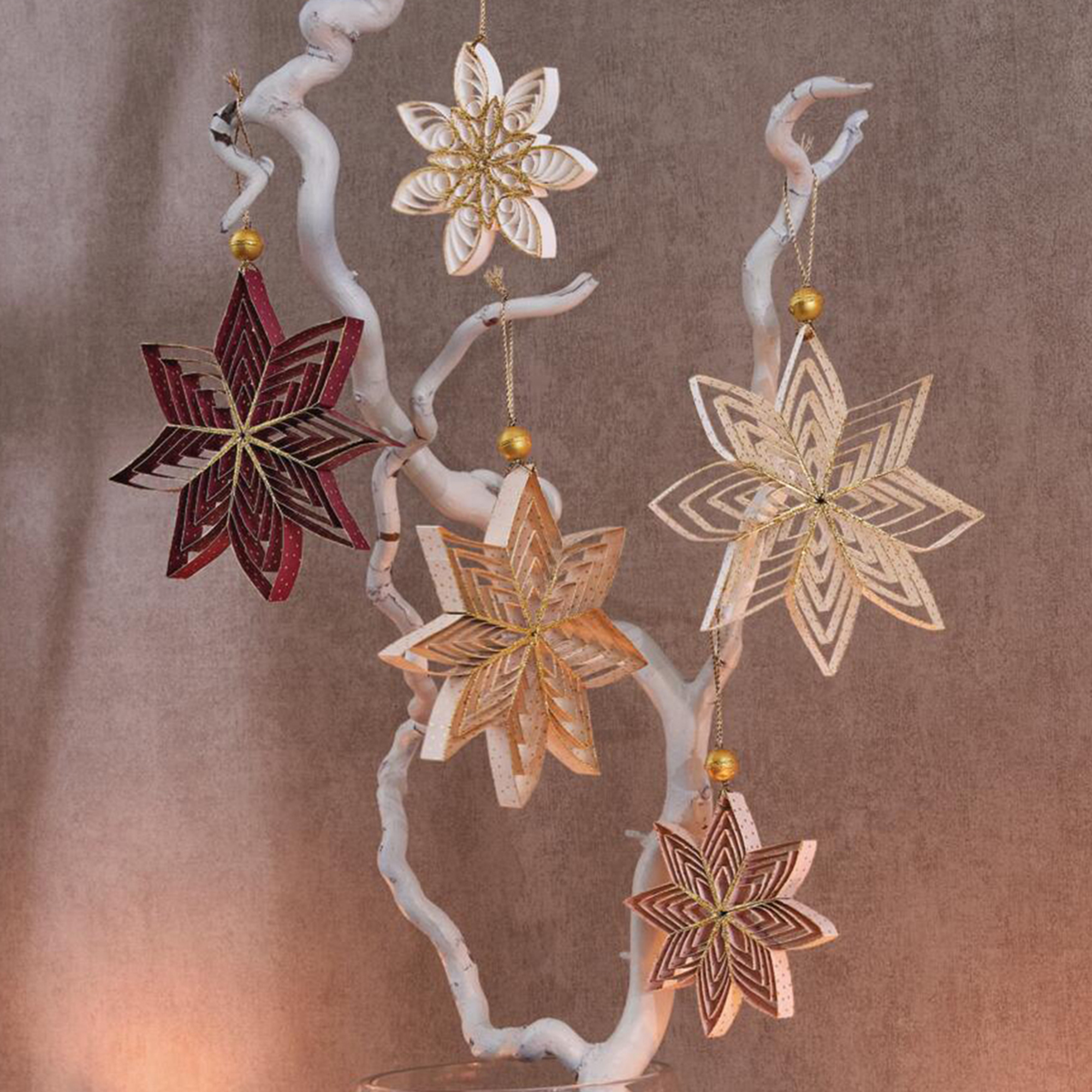 Acheter Suspensions décoratives « Étoile de Noël », lot de 5 dans la boutique en ligne de Frank Flechtwaren
