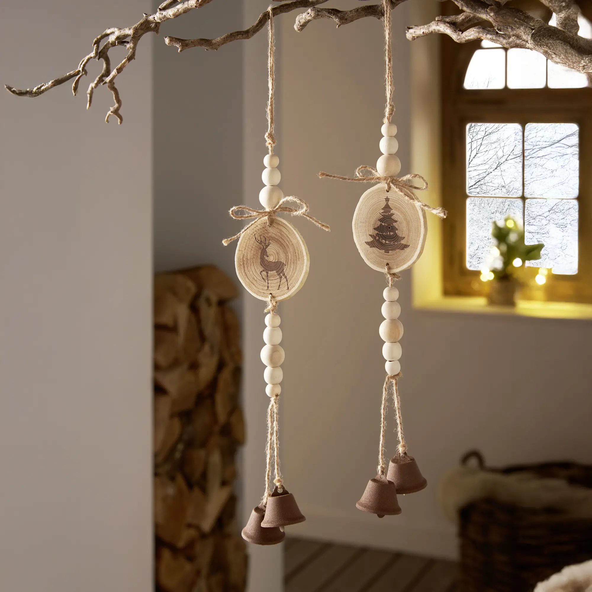 Acheter Lot de 2 suspensions hivernales "renne &amp; sapin"  dans la boutique en ligne de Frank Flechtwaren