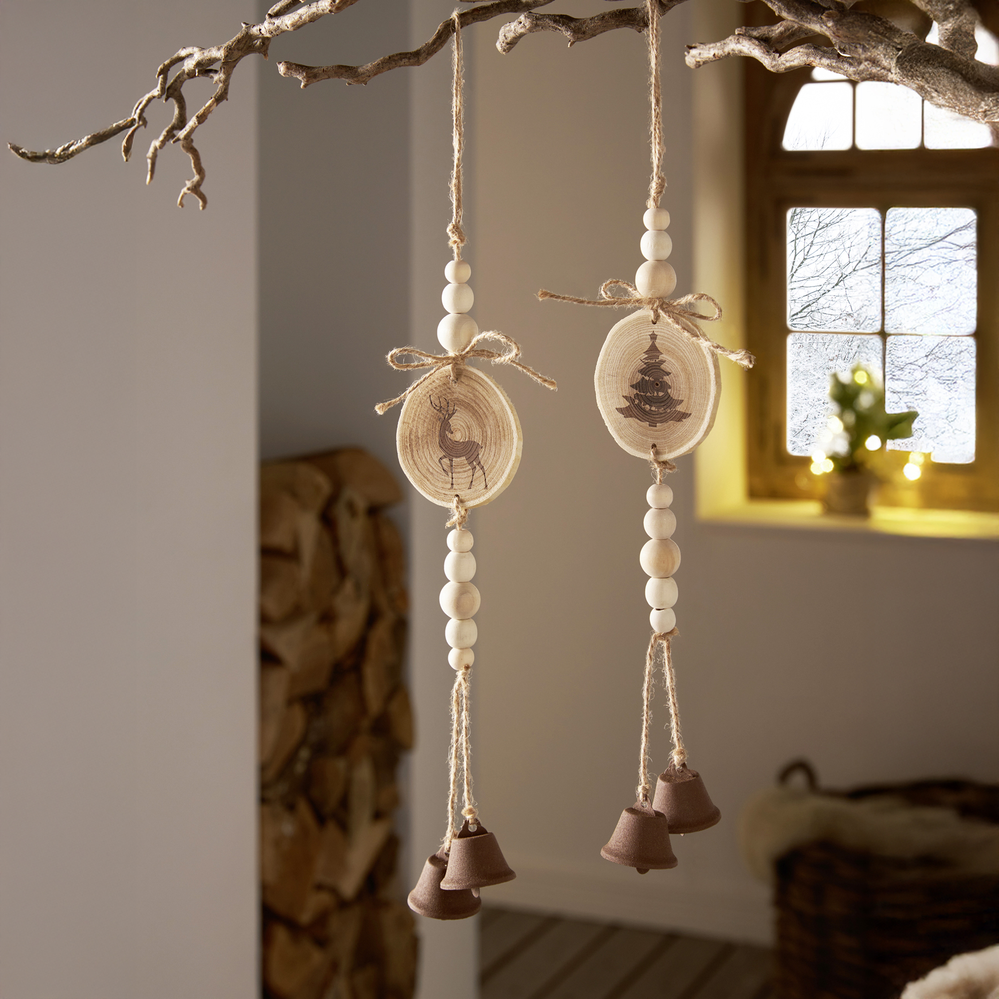 Acheter Lot de 2 suspensions hivernales "renne &amp; sapin"  dans la boutique en ligne de Frank Flechtwaren pour Noël