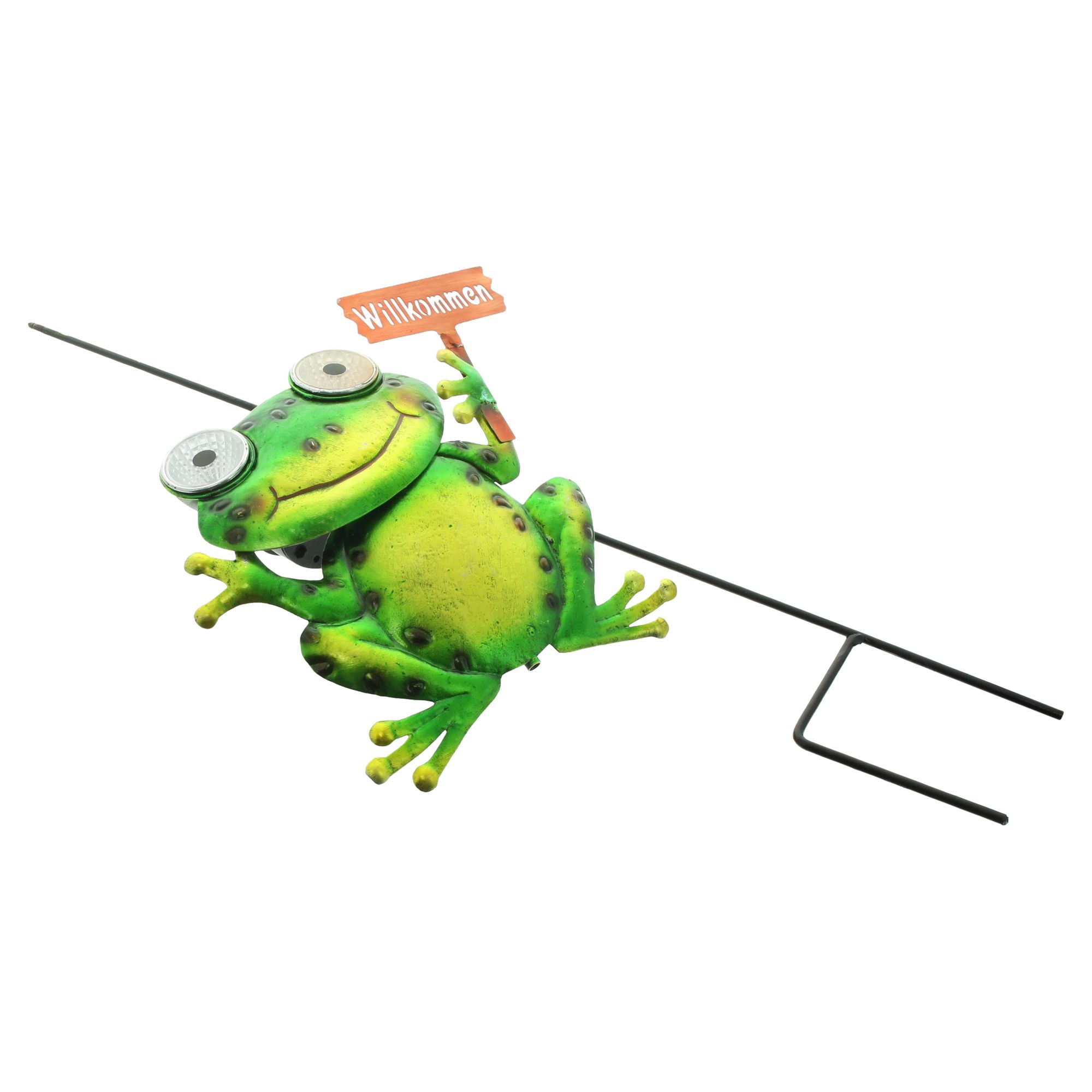Acheter Pic solaire LED " Grazy Frog "  dans la boutique en ligne de Frank Flechtwaren pour Figurines de jardin