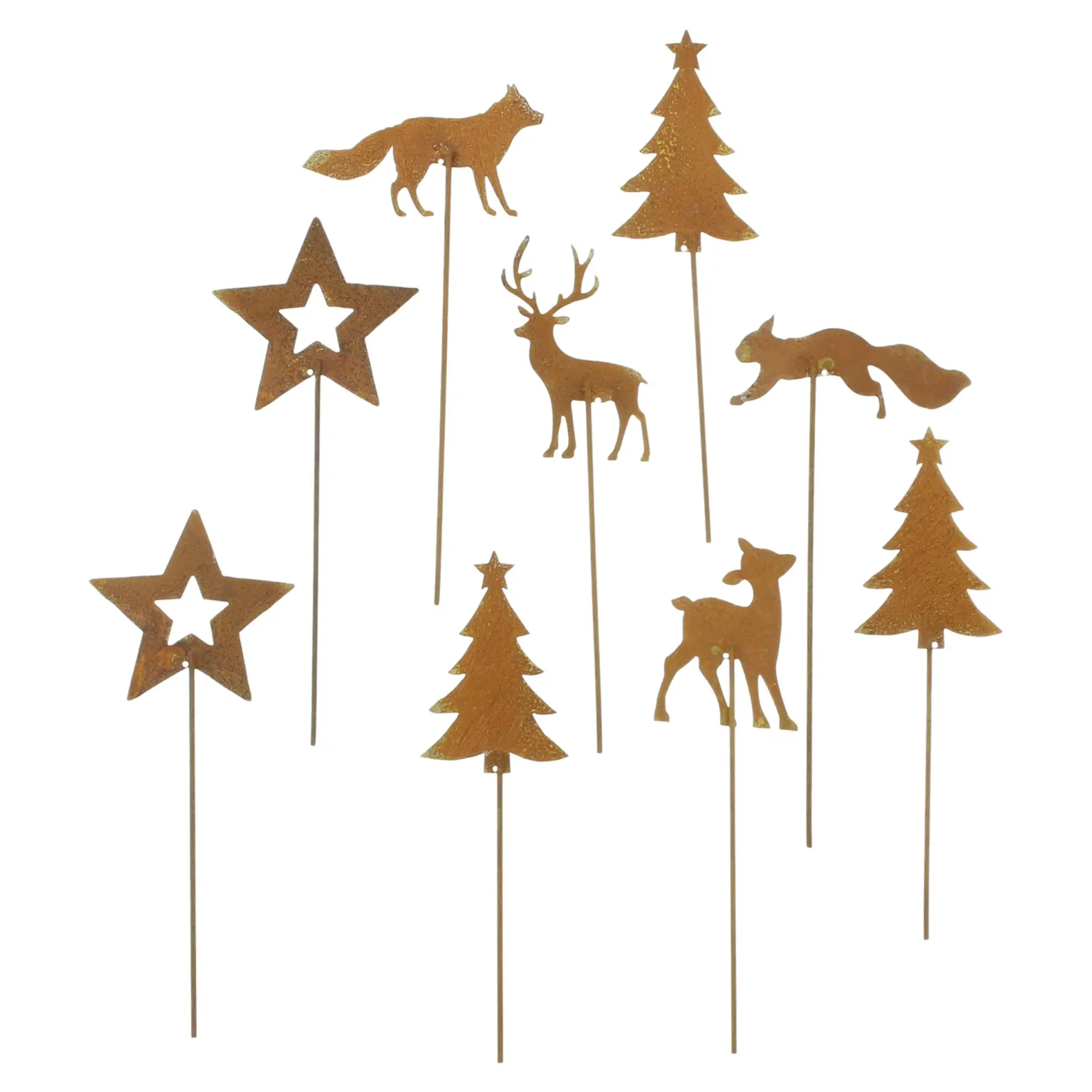 Acheter Lot de 9 pics en métal "forêt de Noël"  dans la boutique en ligne de Frank Flechtwaren pour Accessoires pour couronnes de l’Avent