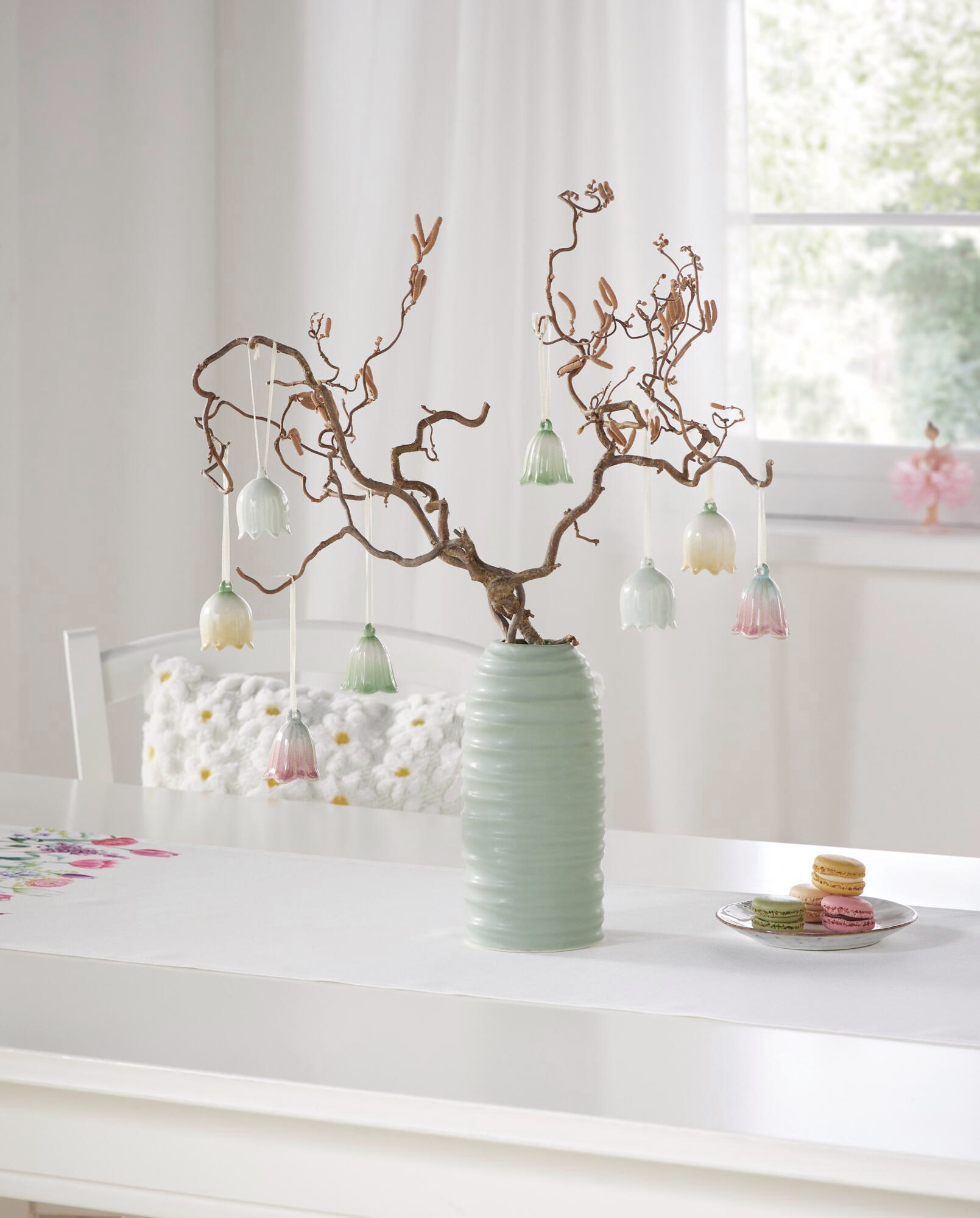 Acheter Lot de 8 suspensions "glochette fleur"  dans la boutique en ligne de Frank Flechtwaren pour Pâques colorée