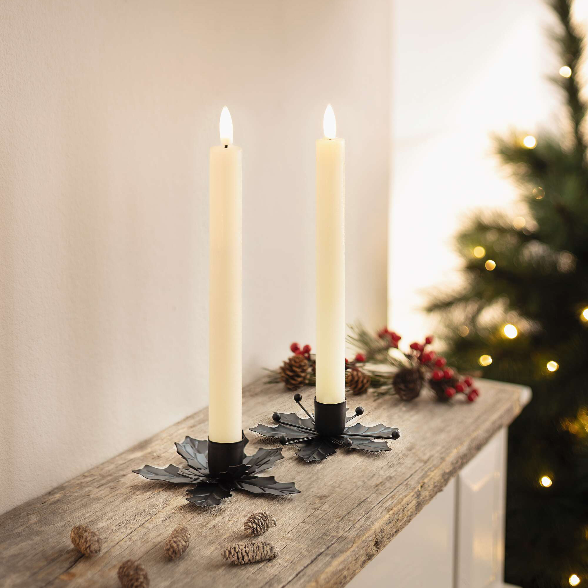 Acheter Lot de 2 bougeoirs bougie-tige "ilex"  dans la boutique en ligne de Frank Flechtwaren