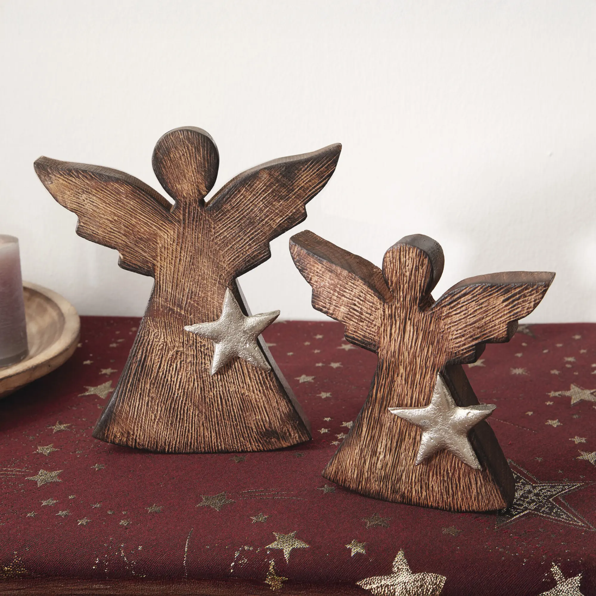 Acheter Lot de 2 anges "étoile argentée"  dans la boutique en ligne de Frank Flechtwaren