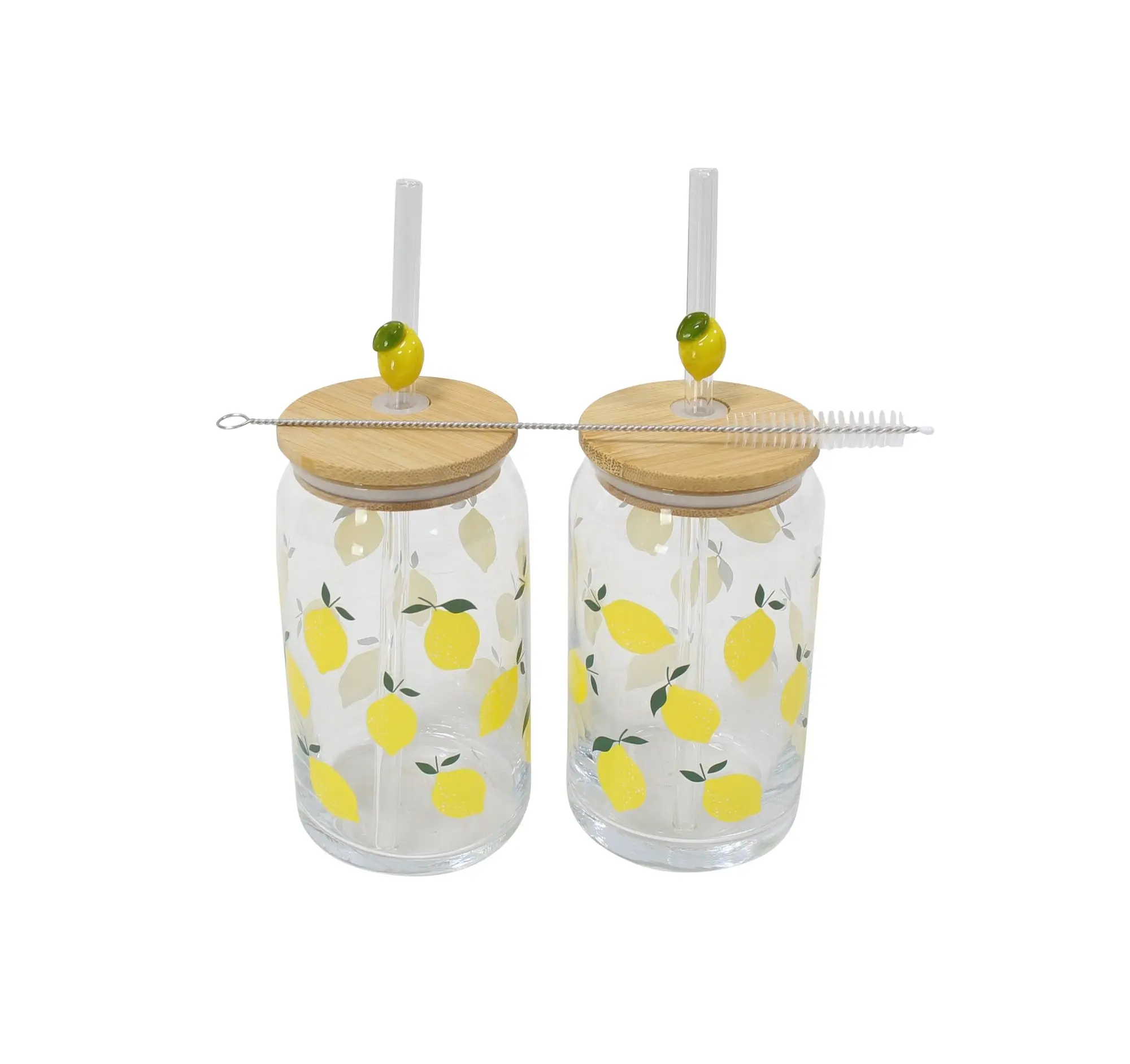 Acheter Lot de 2 verres à boire avec paille "Citron"  dans la boutique en ligne de Frank Flechtwaren