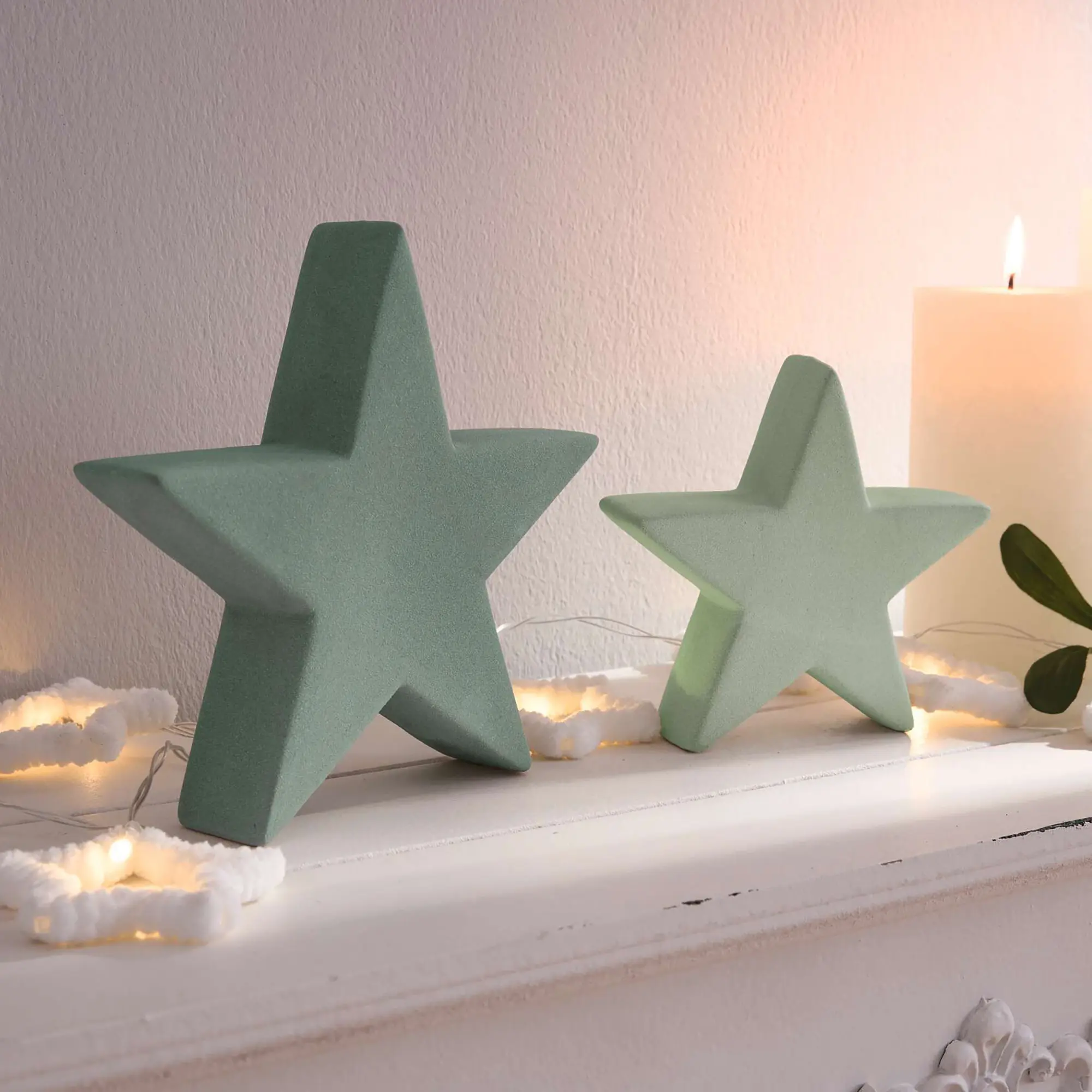Acheter Lot de 2 étoiles "vert"  dans la boutique en ligne de Frank Flechtwaren