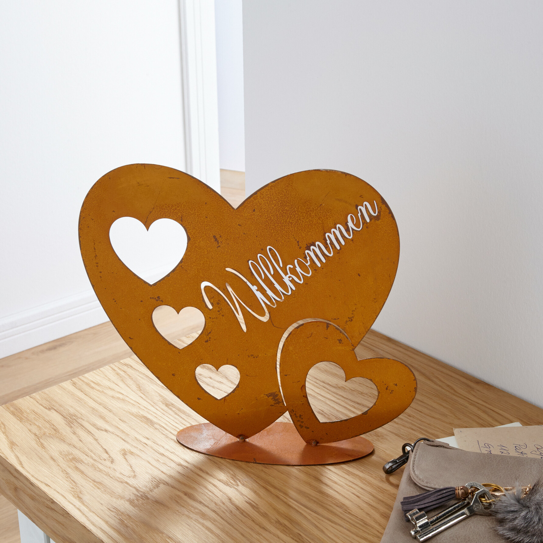 Acheter Cœur de décoration "Willkommen"  dans la boutique en ligne de Frank Flechtwaren