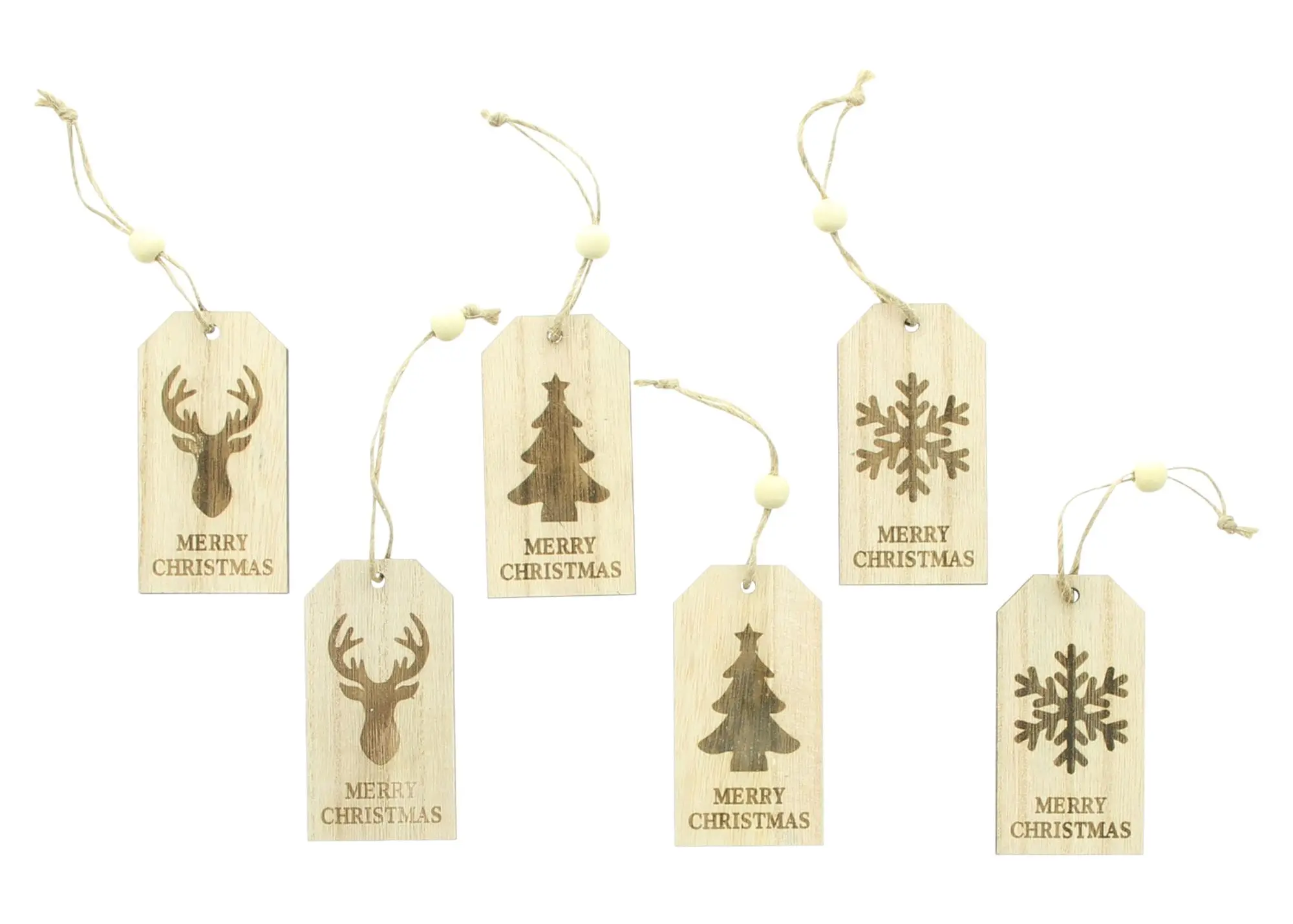 Acheter Lot de 6 suspensions "Merry Christmas"  dans la boutique en ligne de Frank Flechtwaren pour Baumschmuck