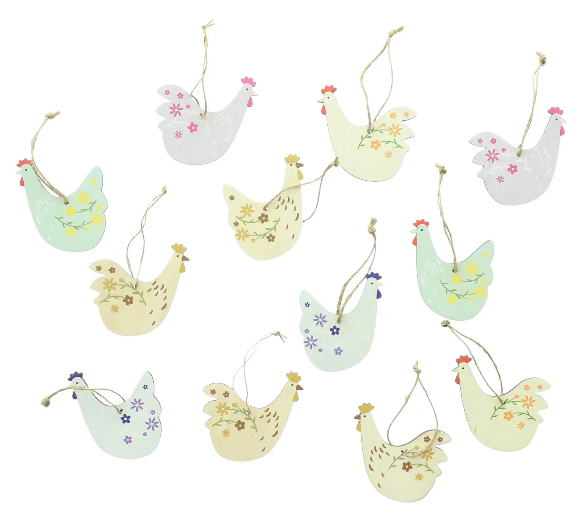 Acheter Lot de 12 suspensions "poules"  dans la boutique en ligne de Frank Flechtwaren pour Décorations à suspendre