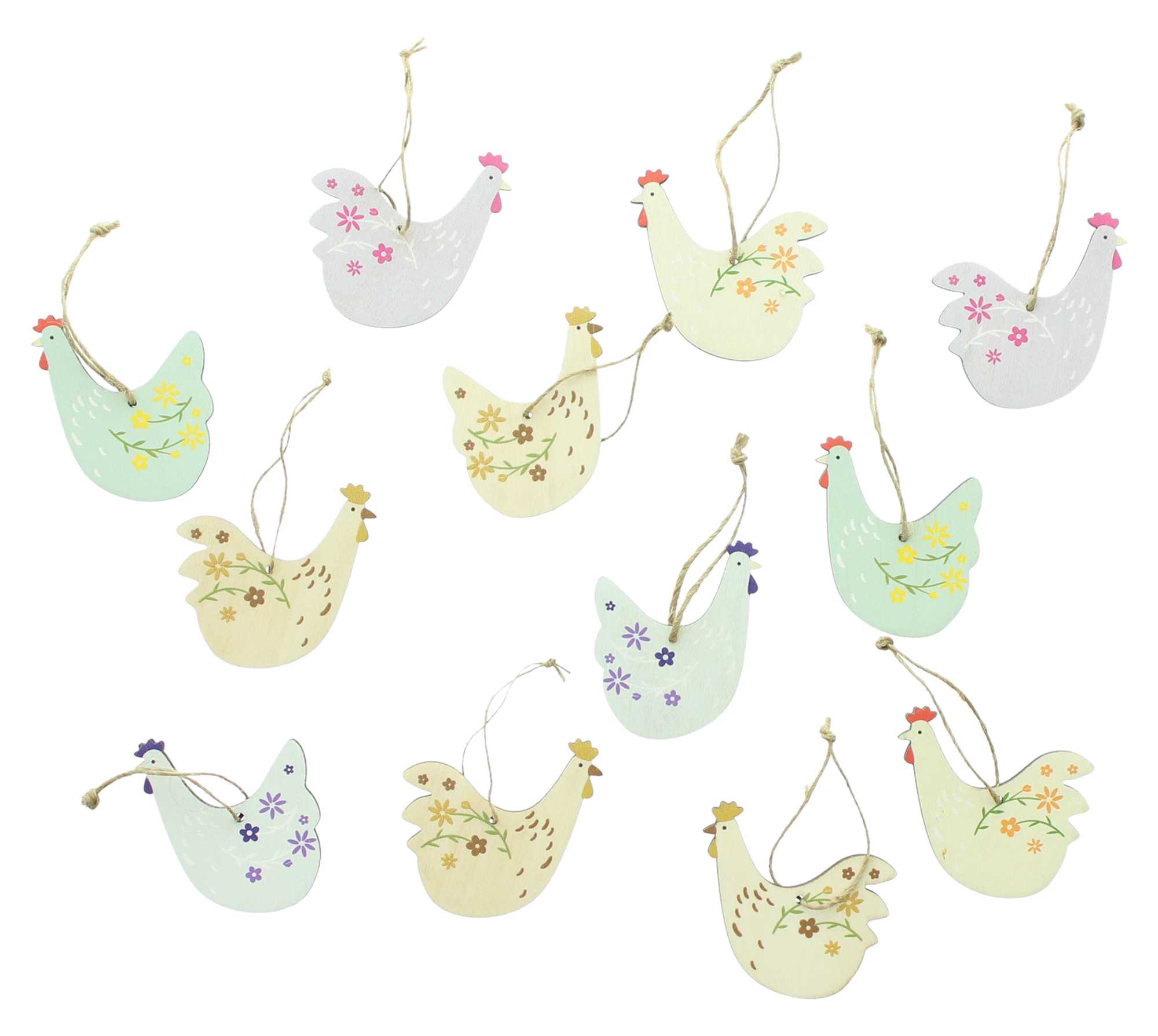 Acheter Lot de 12 suspensions "poules"  dans la boutique en ligne de Frank Flechtwaren pour Décorations à suspendre