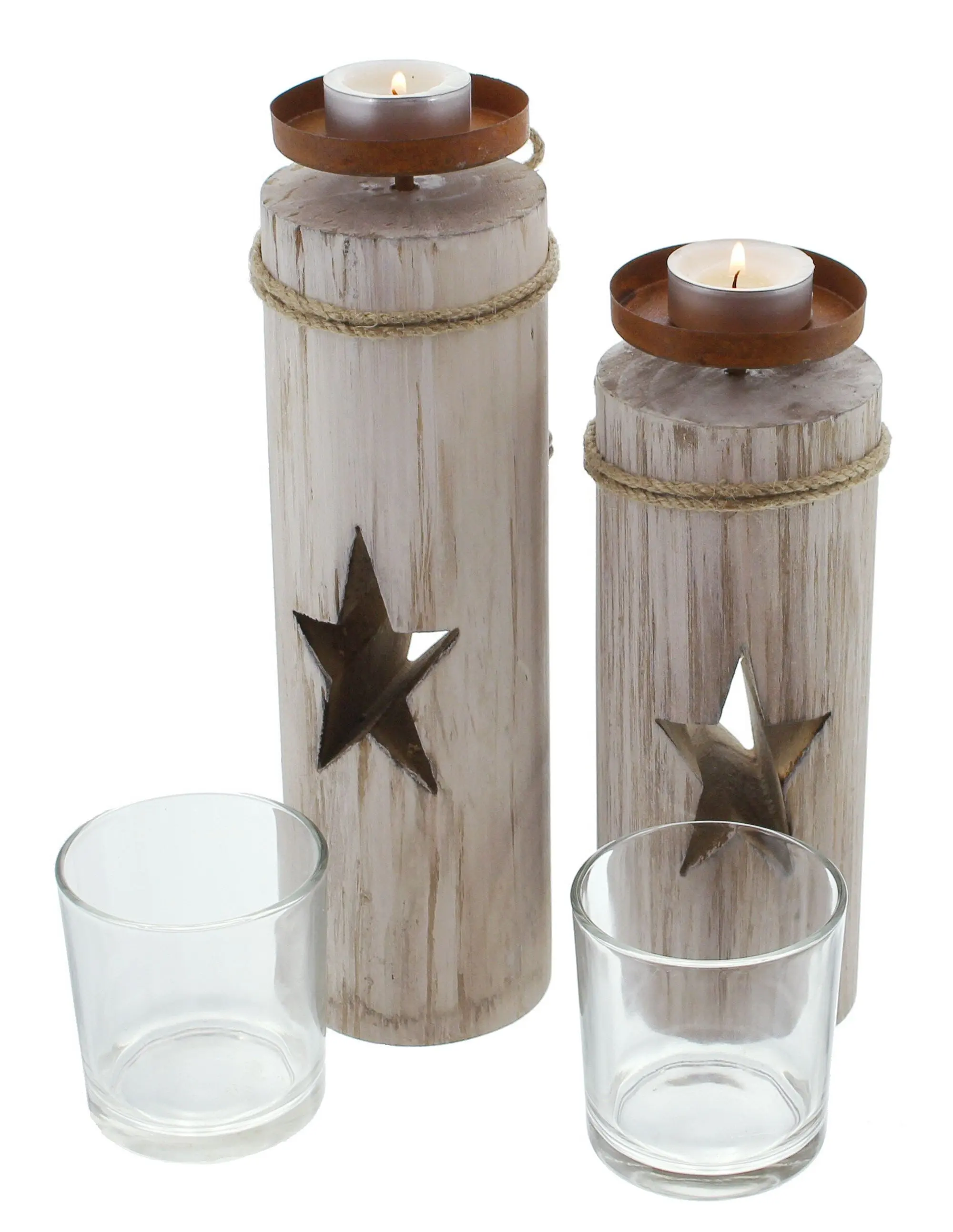 Acheter Lot de 2 colonnes de lumière "étoile"  dans la boutique en ligne de Frank Flechtwaren pour Lanternes