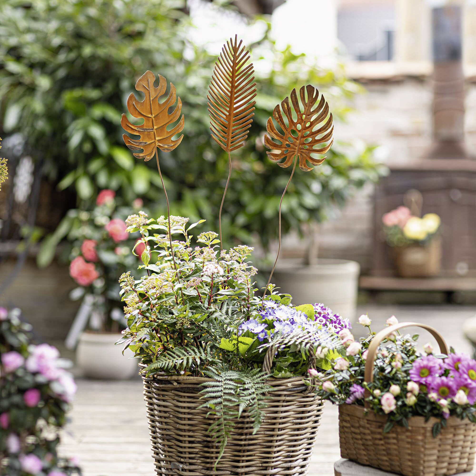 Acheter Lot de 3 pics de jardin "feuilles"  dans la boutique en ligne de Frank Flechtwaren
