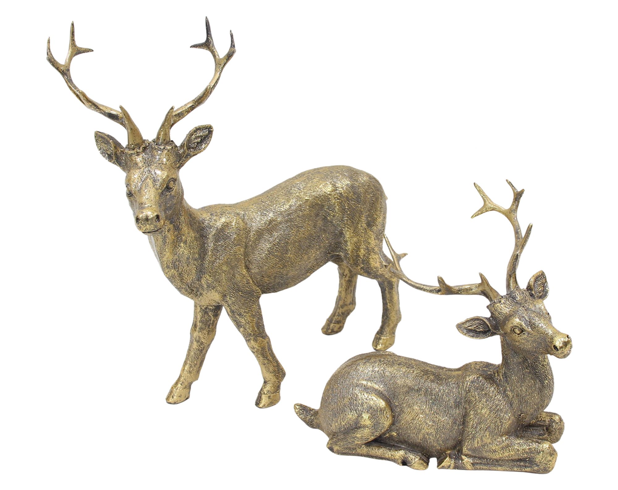 Acheter Cerf décoratif « Golden », lot de 2 dans la boutique en ligne de Frank Flechtwaren pour Figurines décoratives