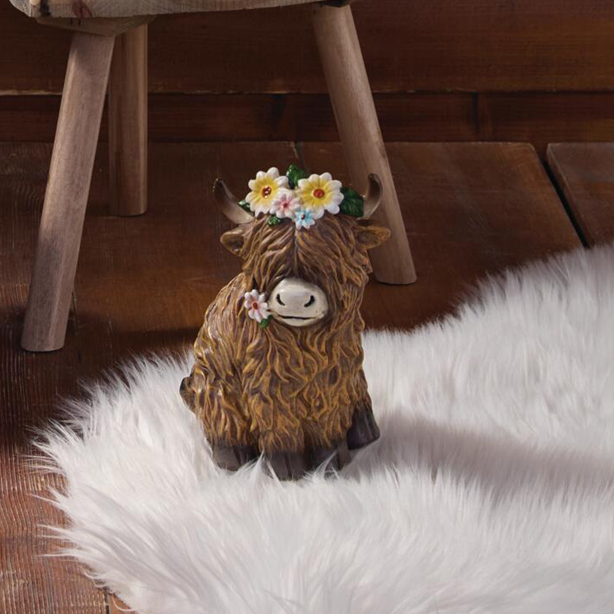 Acheter Figurine déco "taureau avec couronne de fleurs"  dans la boutique en ligne de Frank Flechtwaren pour Figurines décoratives