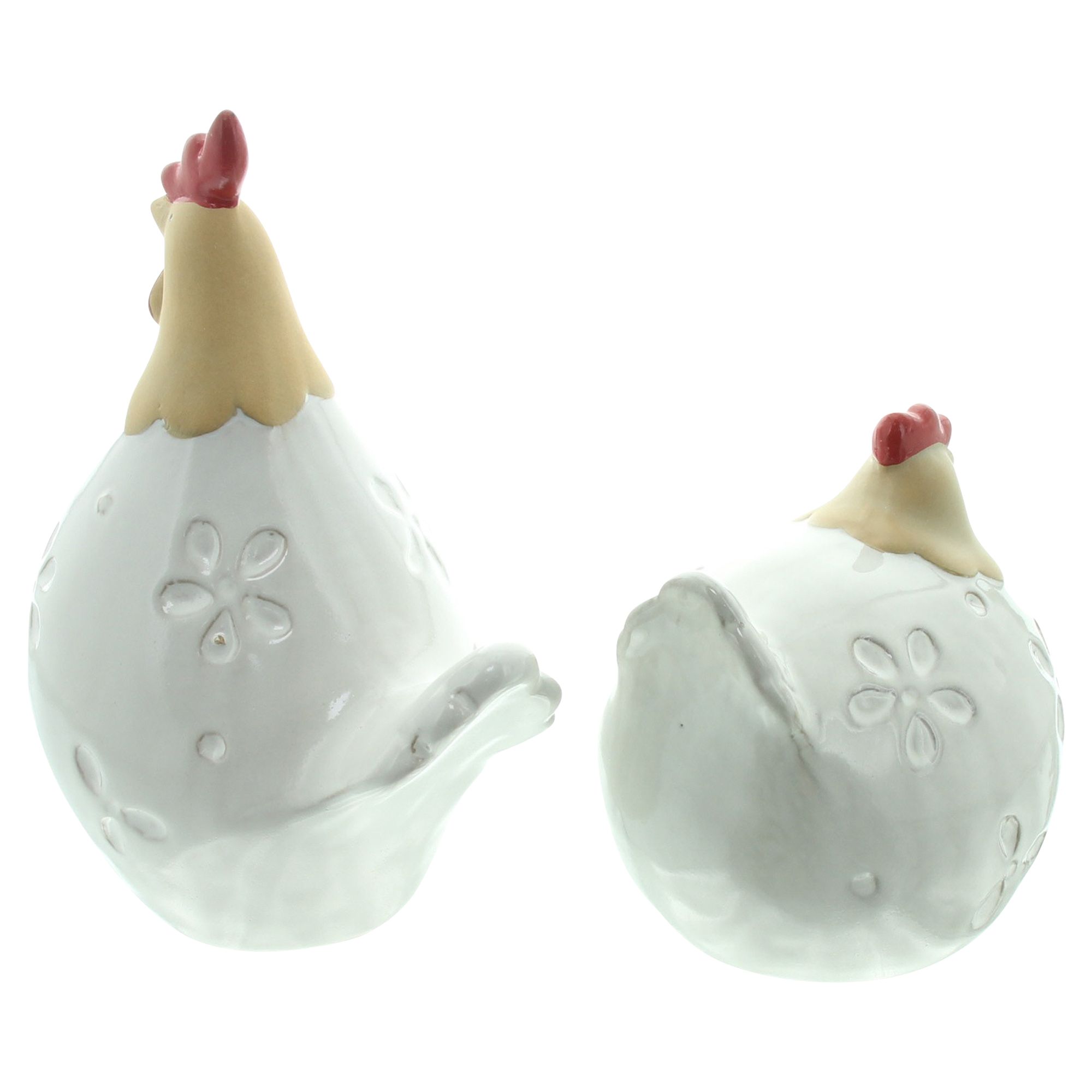 Acheter Lot de 2 poules "motif floral"  dans la boutique en ligne de Frank Flechtwaren pour Figurines décoratives