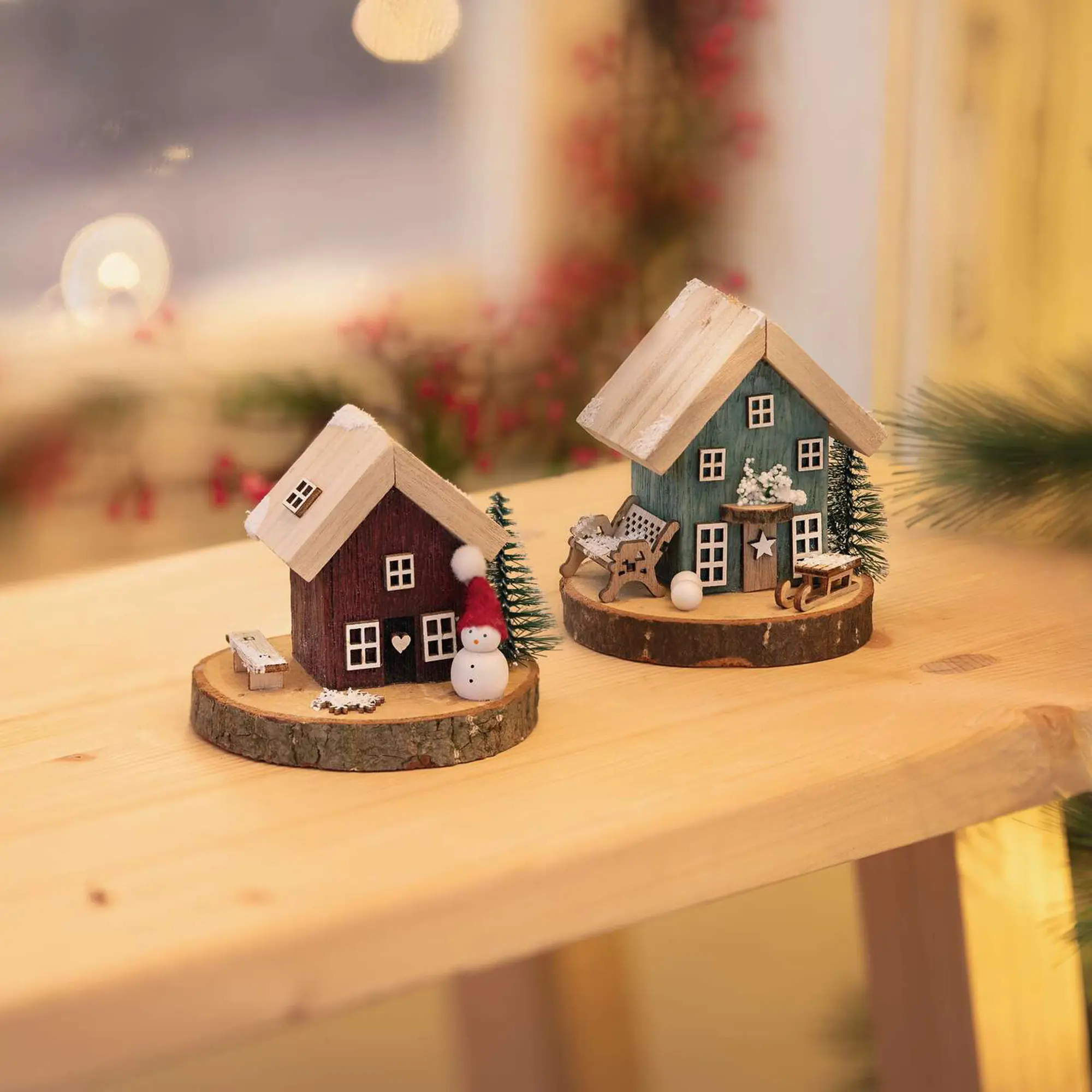 Acheter Lot de 2 maisons décoratives "hiver"  dans la boutique en ligne de Frank Flechtwaren