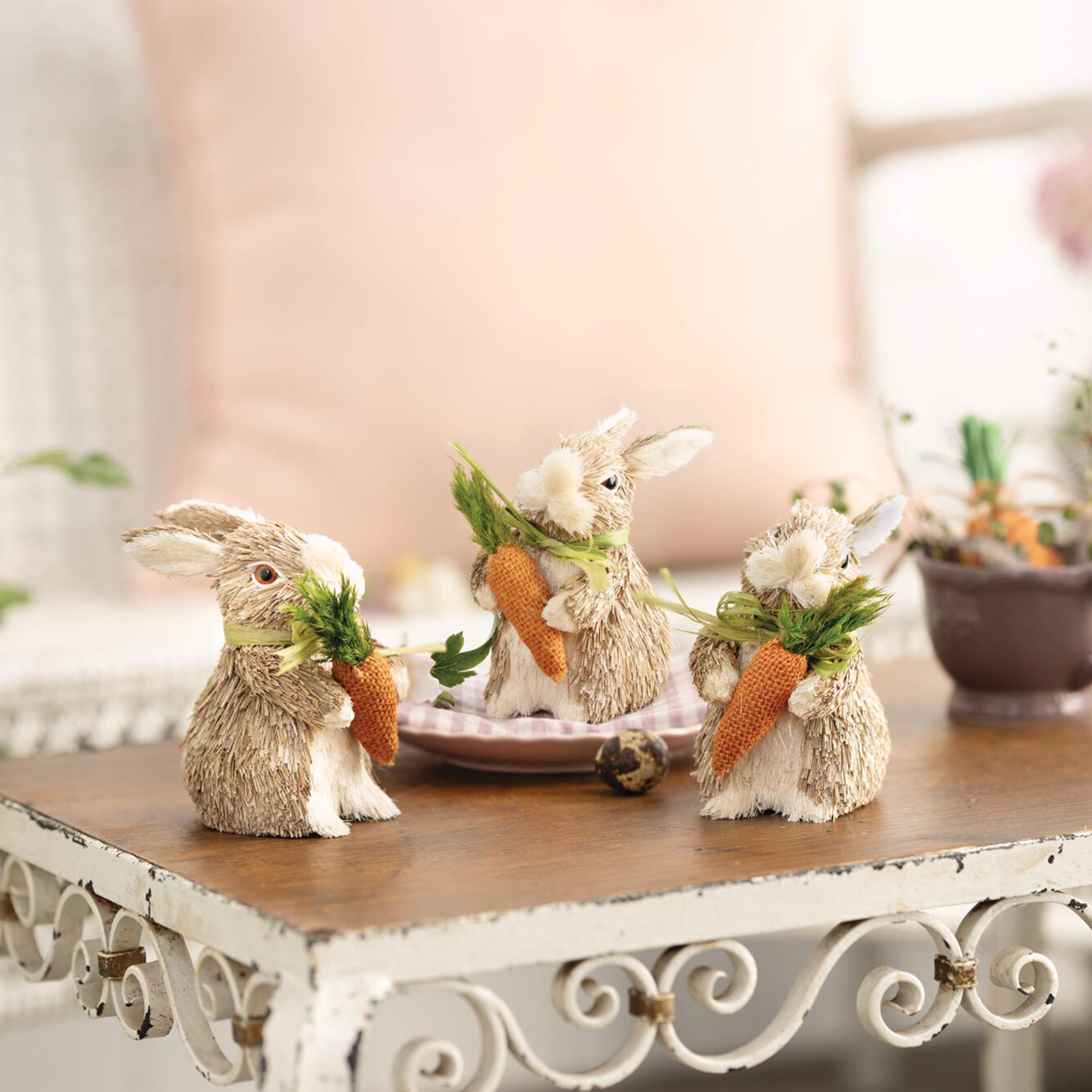 Acheter lot de 3 figurines "lapin avec carotte"  dans la boutique en ligne de Frank Flechtwaren