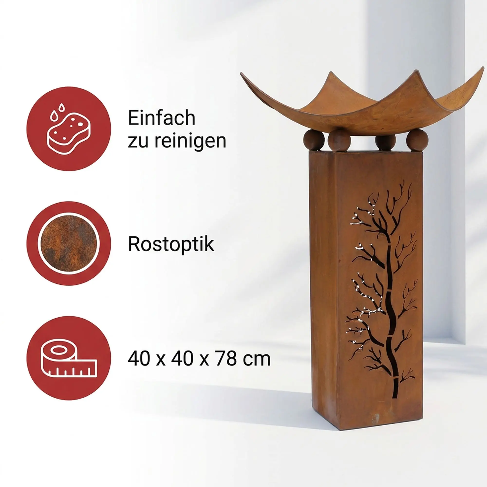 Acheter Colonne "coupe braséro", 2 pcs.  dans la boutique en ligne de Frank Flechtwaren pour Décoration rouille pour votre jardin