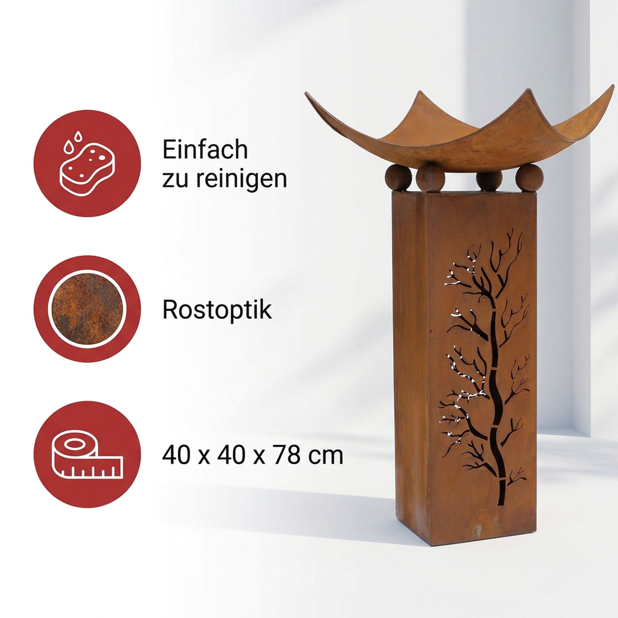Acheter Colonne "coupe braséro", 2 pcs.  dans la boutique en ligne de Frank Flechtwaren pour Décoration rouille pour votre jardin