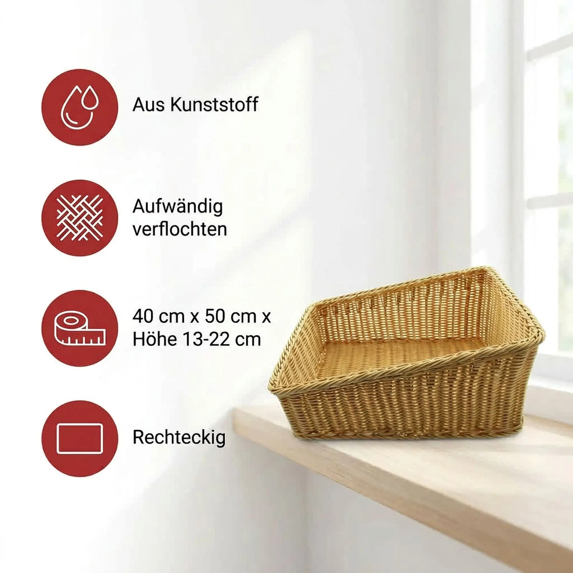 Acheter Panier d'étalage "poly" , 40 x 50 cm  dans la boutique en ligne de Frank Flechtwaren pour Paniers pour étalages et supports
