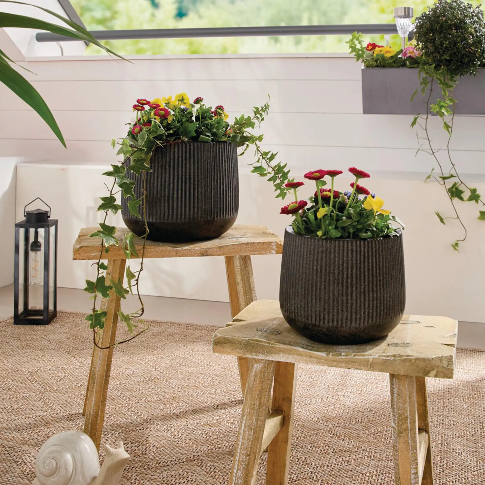 Acheter Lot de 2 cache-pots "Rainures"  dans la boutique en ligne de Frank Flechtwaren