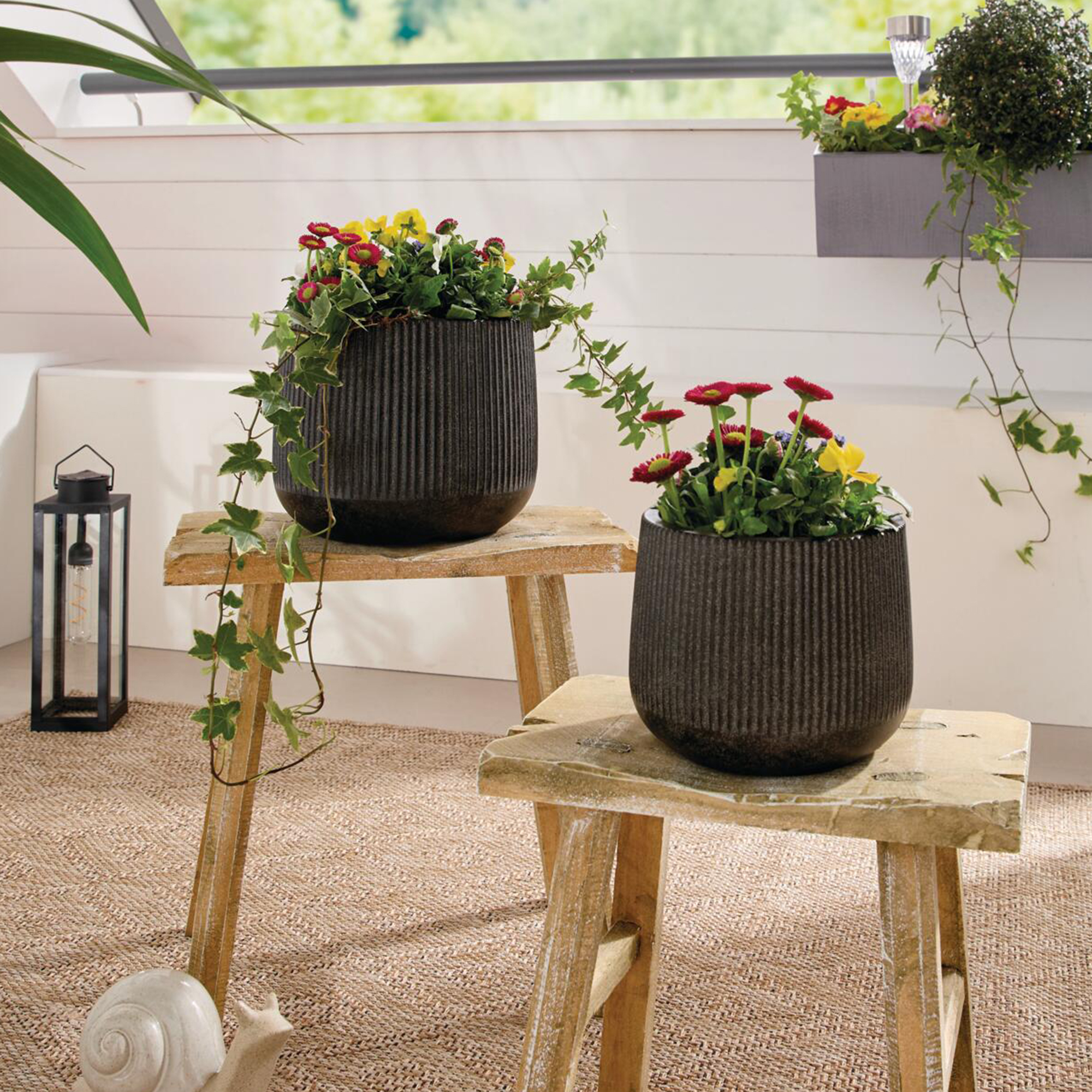 Acheter Lot de 2 cache-pots "Rainures"  dans la boutique en ligne de Frank Flechtwaren pour Jardinières