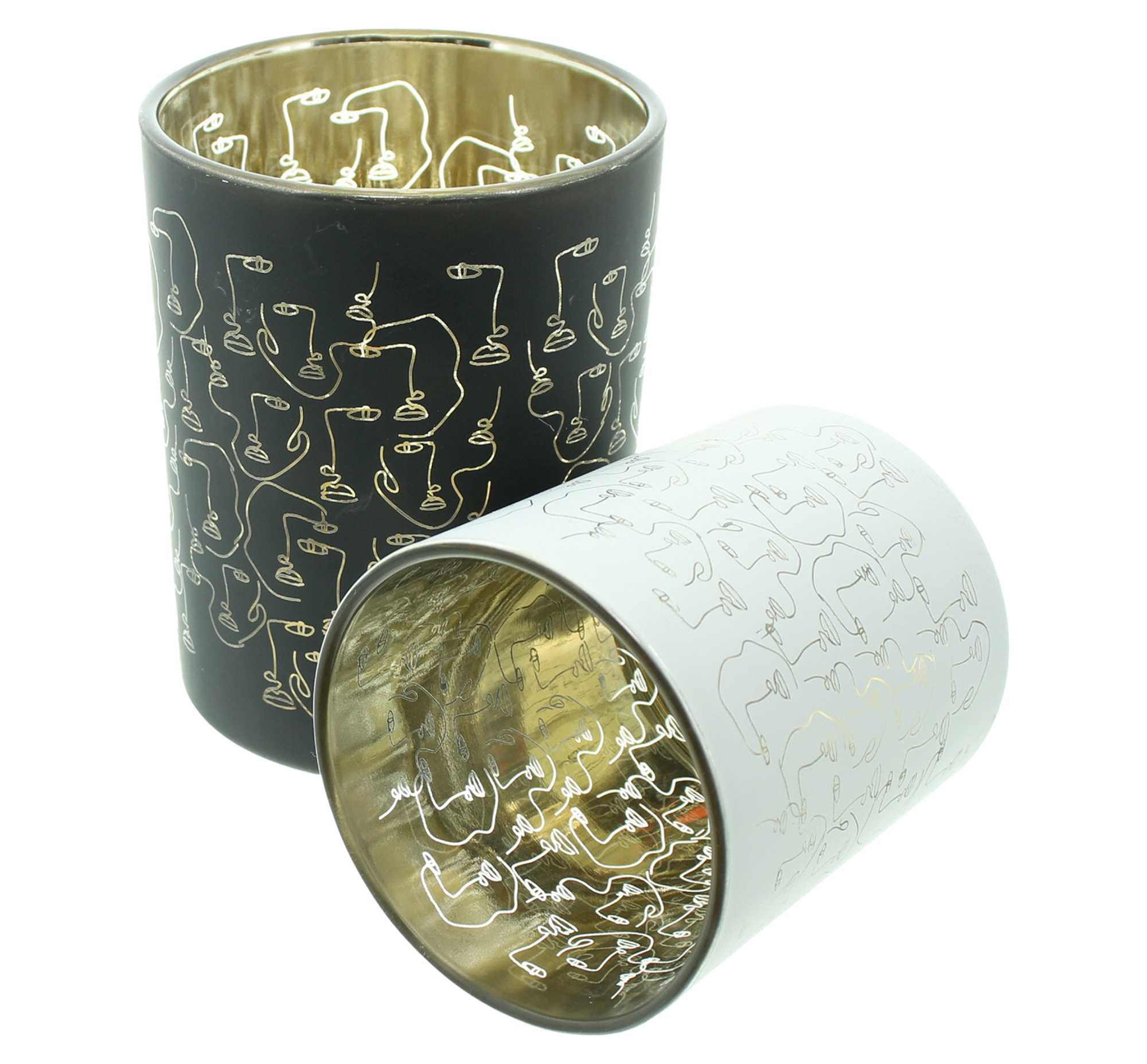 Acheter Lot de 2 photophores "Black &amp; White"  dans la boutique en ligne de Frank Flechtwaren pour Photophores