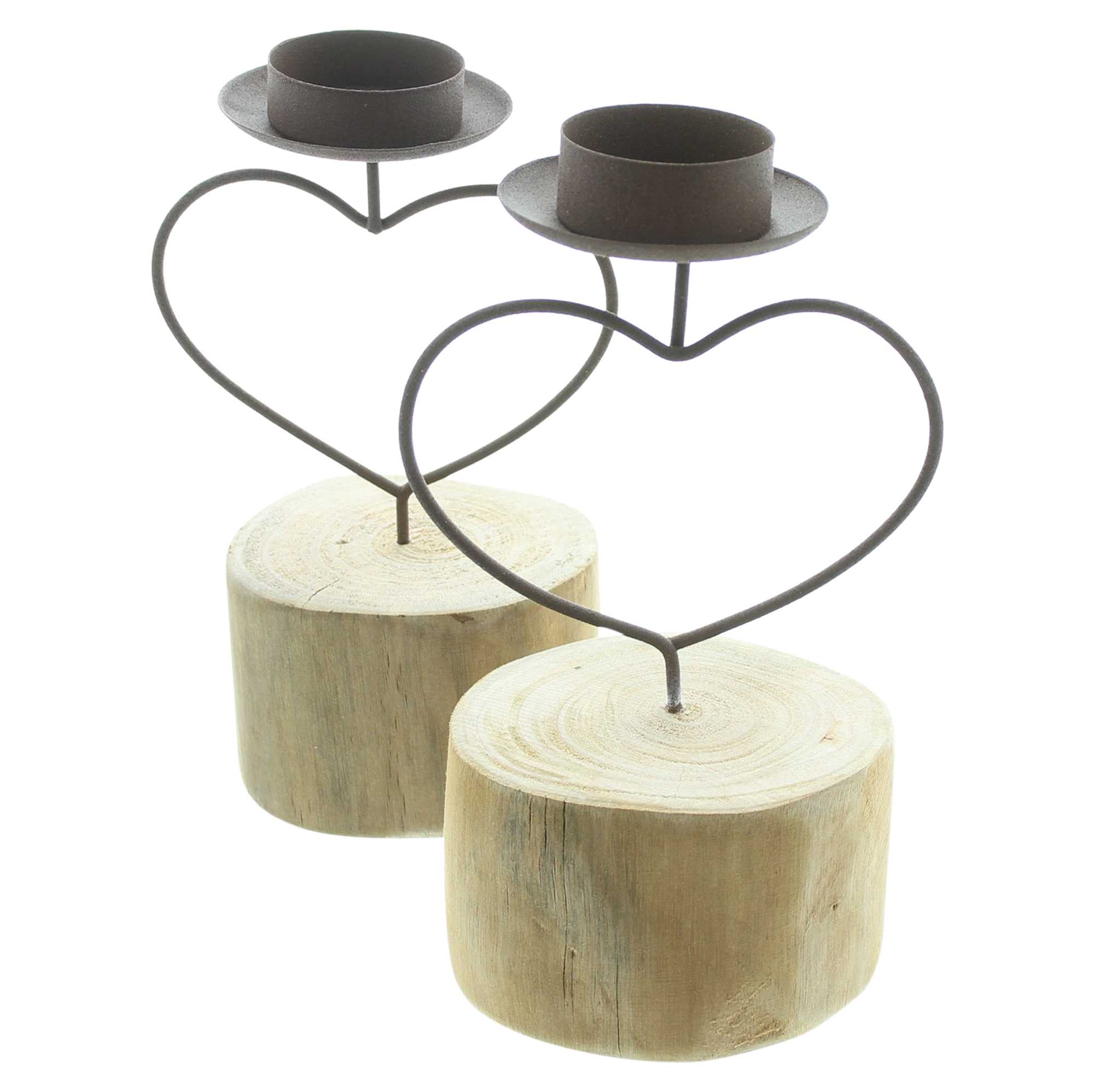 Acheter Lot de 2 bougeoirs "coeur rouillé"  dans la boutique en ligne de Frank Flechtwaren pour Chalet et gîte