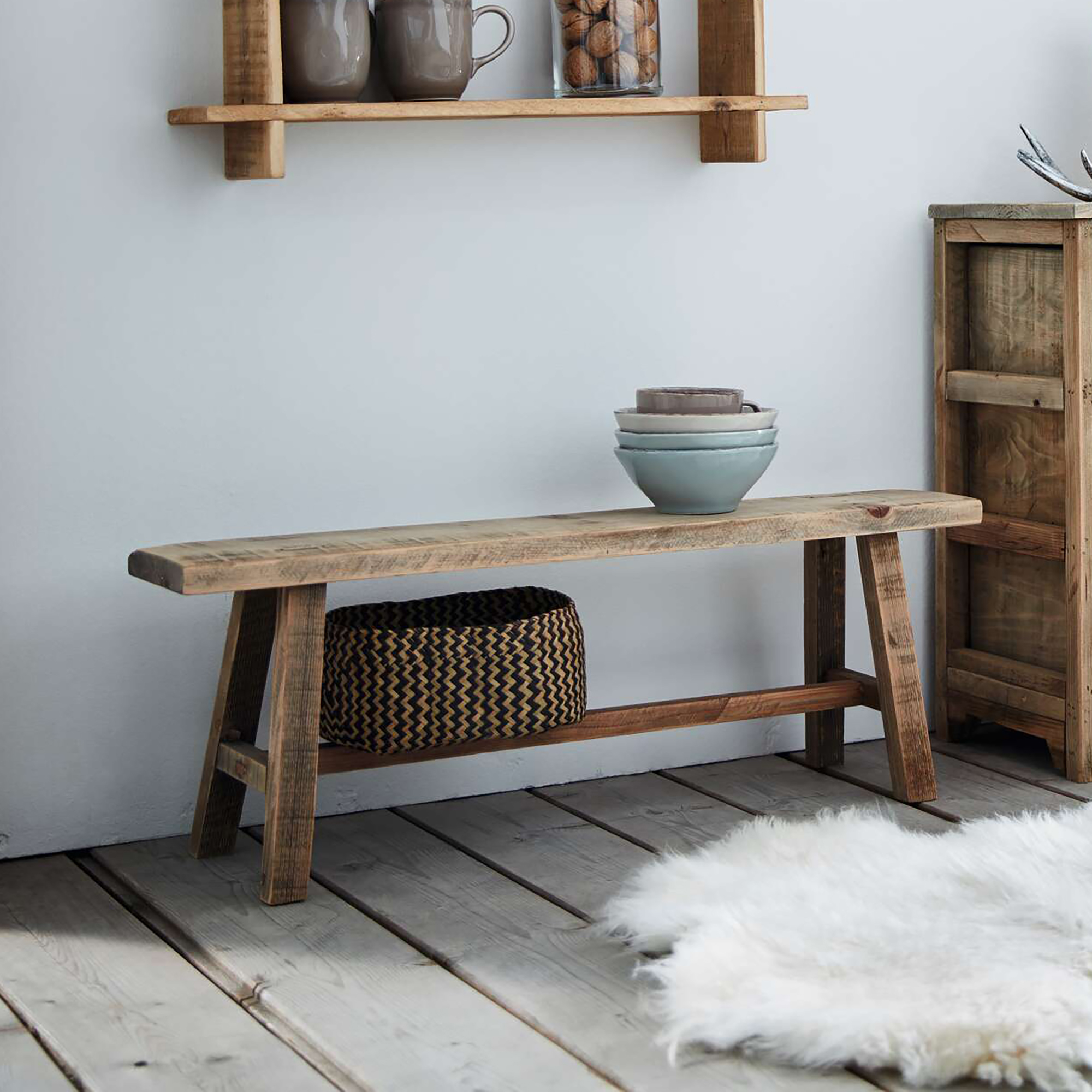 Acheter Petit banc bois "look usé"  dans la boutique en ligne de Frank Flechtwaren