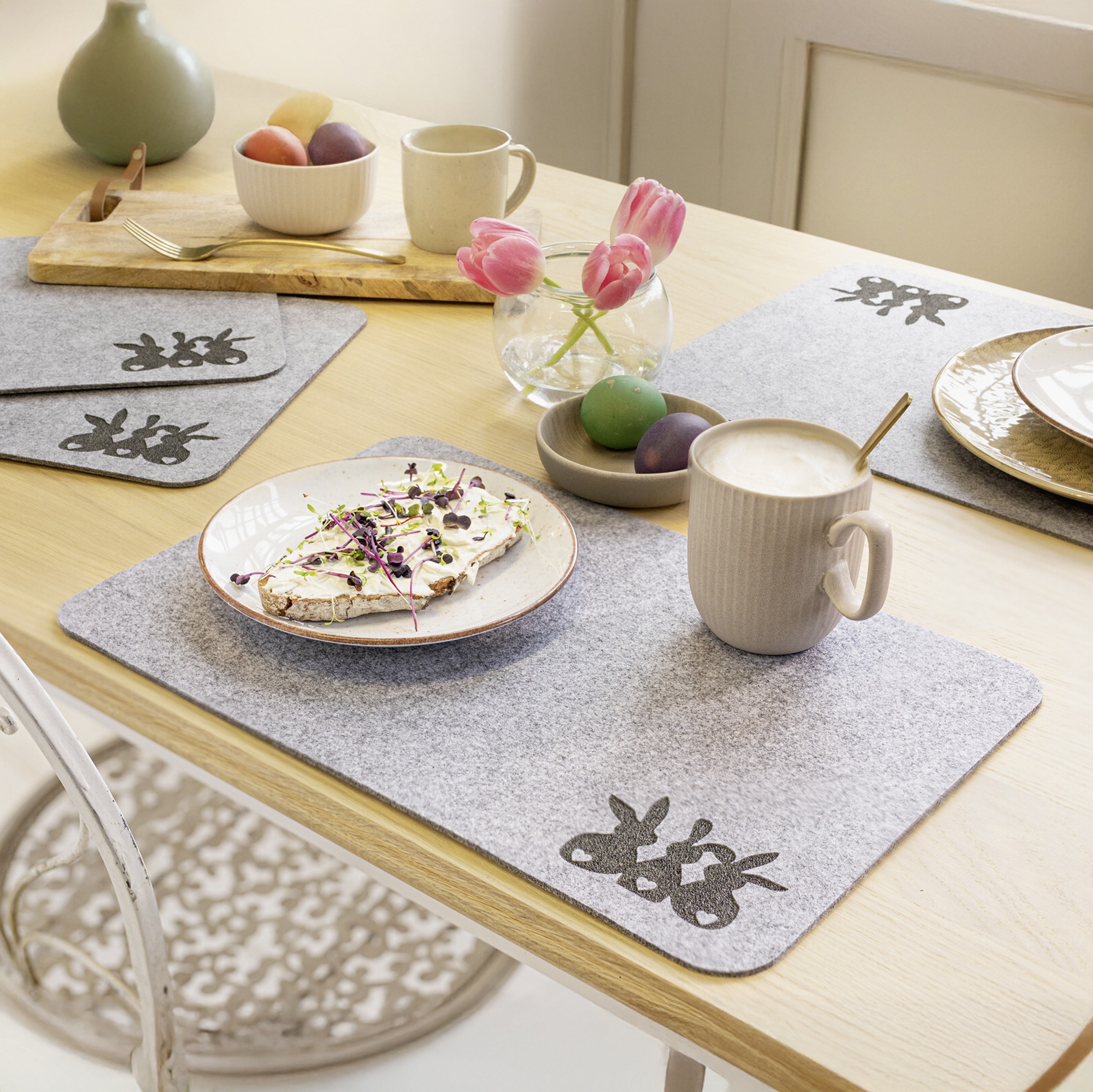 Acheter Lot de 4 sets de table "trio de lapins"  dans la boutique en ligne de Frank Flechtwaren pour 