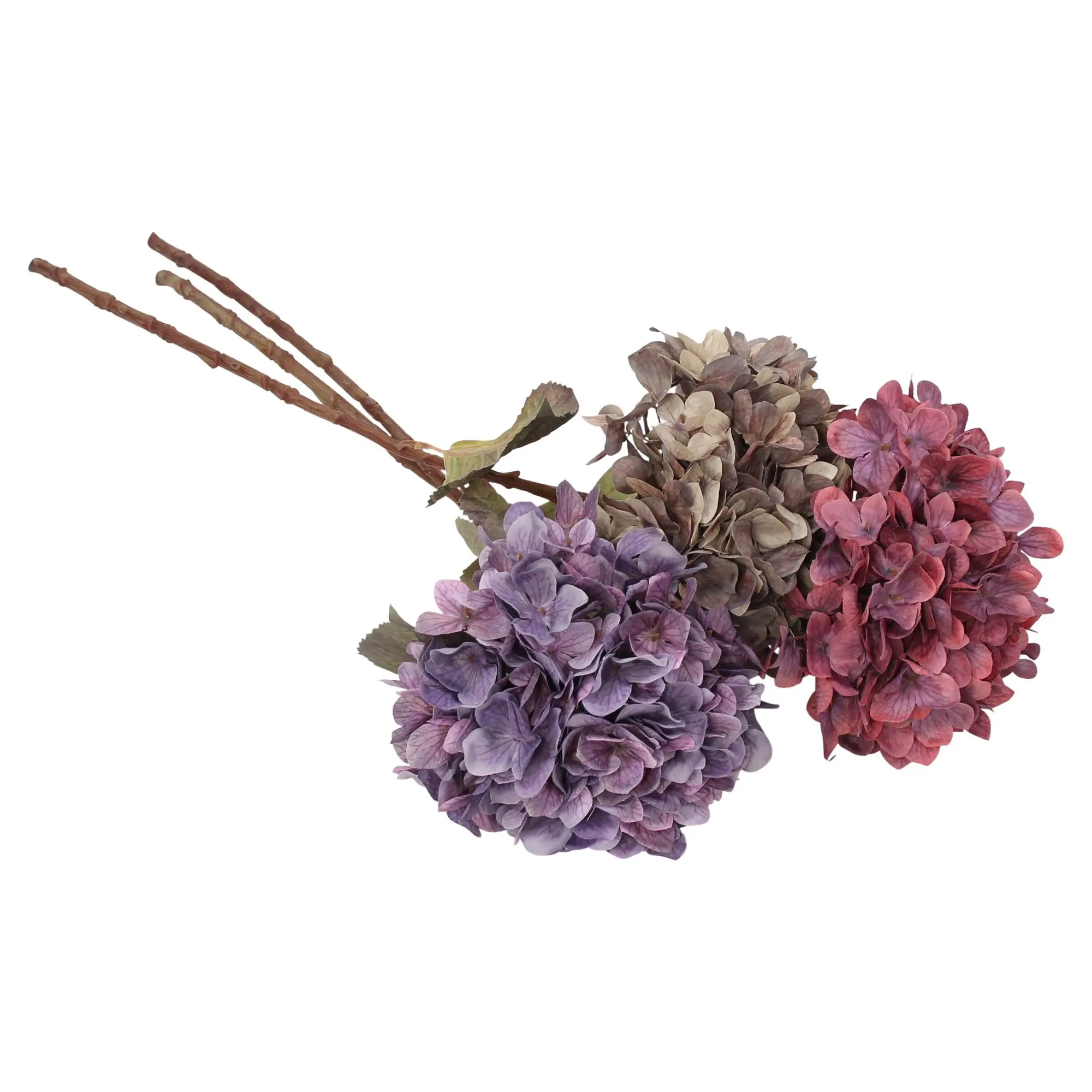 Acheter Fleurs artificielles « Hortensias », lot de 3 dans la boutique en ligne de Frank Flechtwaren pour Jardin d'automne nostalgique