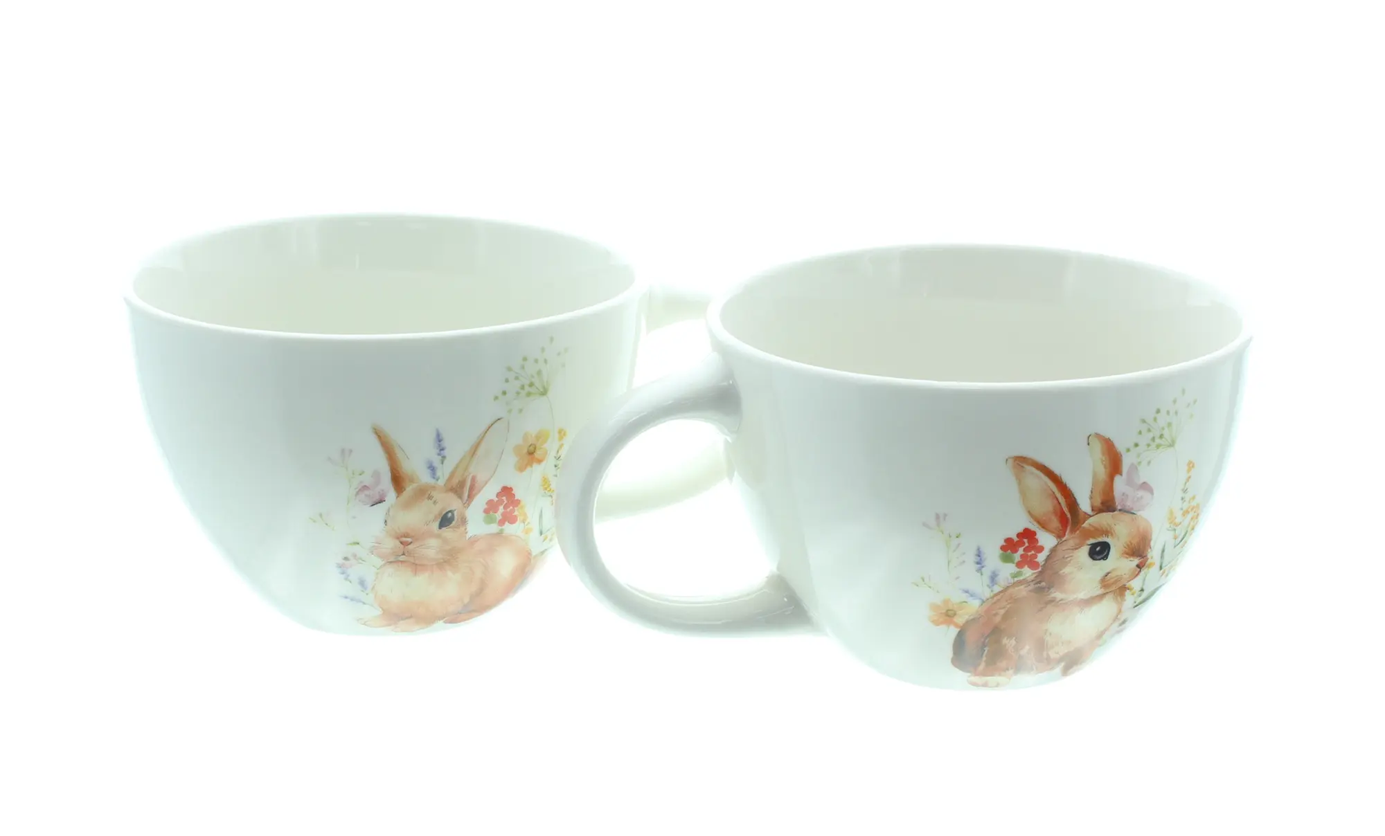 Acheter Lot de 2 tasses jumbos "lapin fleuri"  dans la boutique en ligne de Frank Flechtwaren pour Table festive