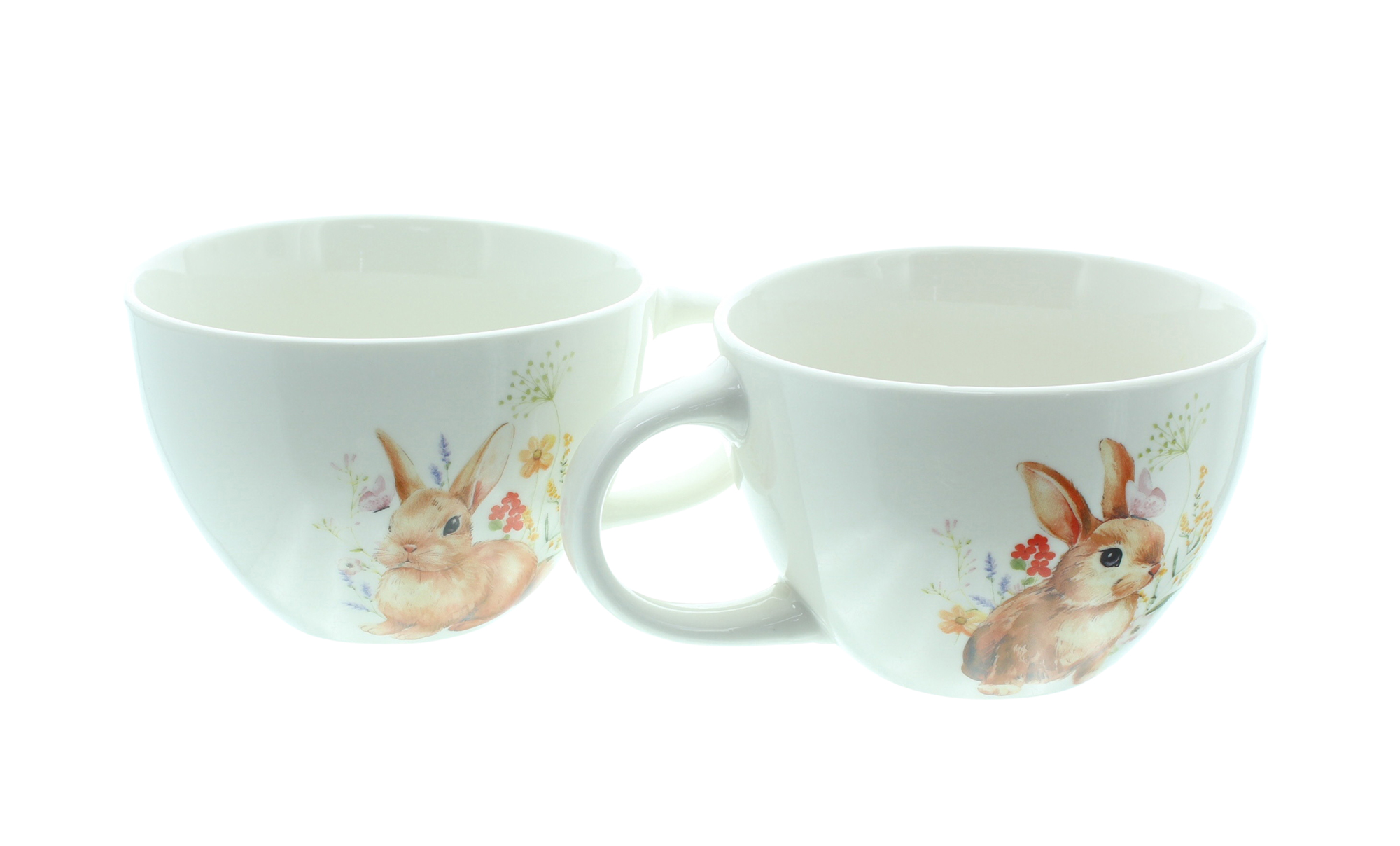 Acheter Lot de 2 tasses jumbos "lapin fleuri"  dans la boutique en ligne de Frank Flechtwaren pour Nouvel arrivage