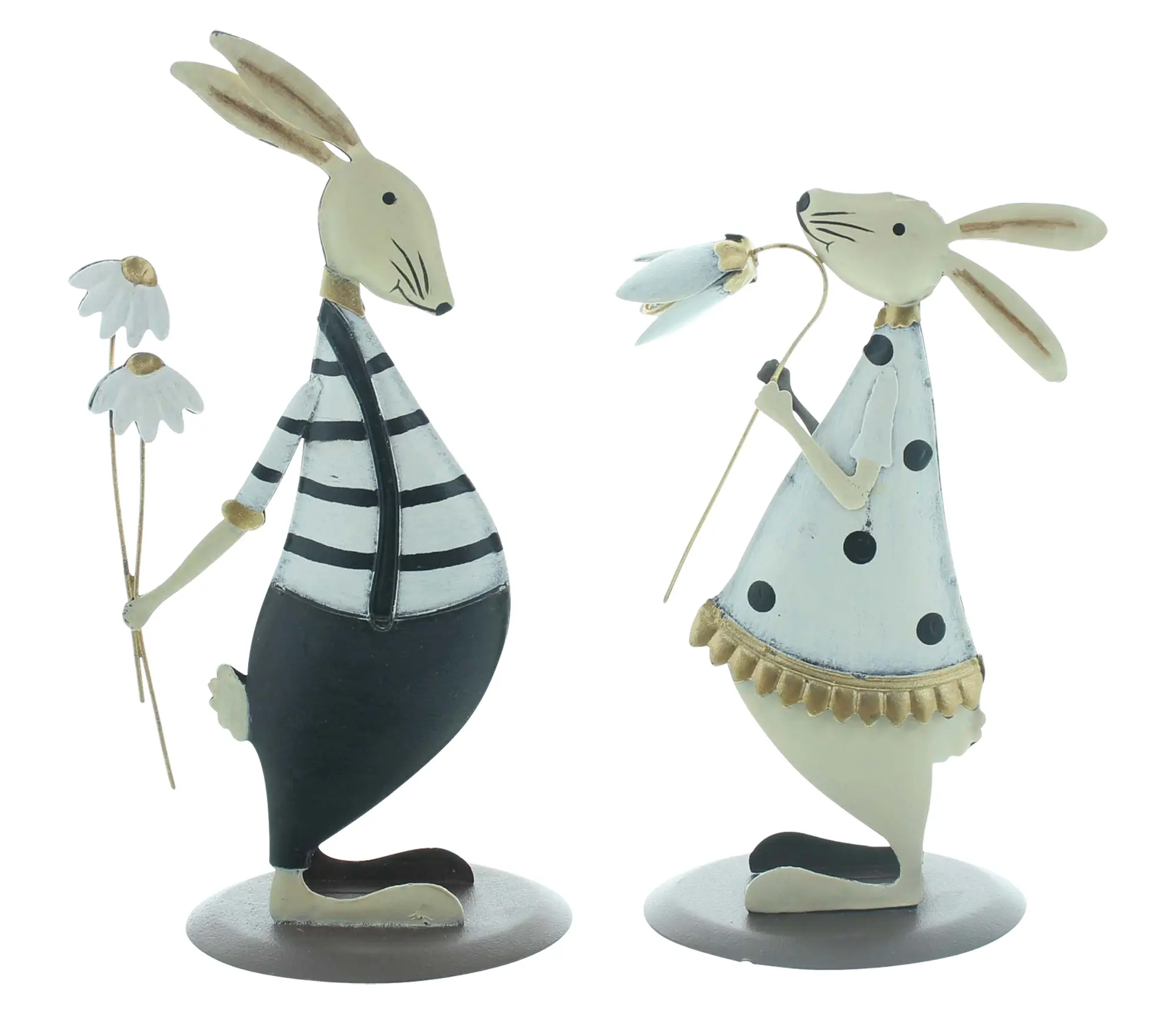 Acheter Lot de 2 figurines "couple de lapins avec fleur"  dans la boutique en ligne de Frank Flechtwaren pour Lapin &amp; co