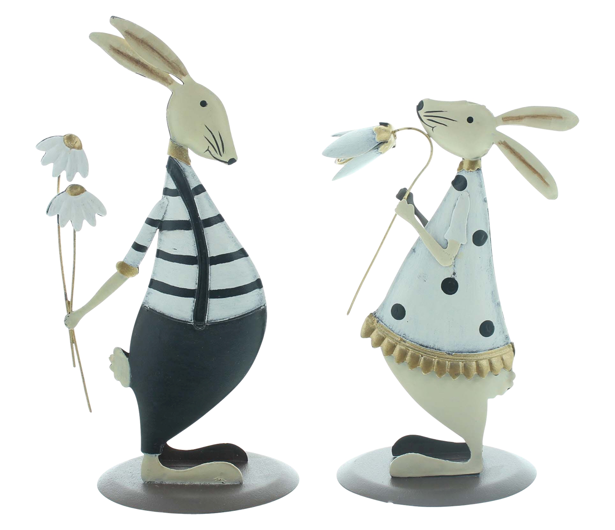 Acheter Lot de 2 figurines "couple de lapins avec fleur"  dans la boutique en ligne de Frank Flechtwaren pour Nouvel arrivage