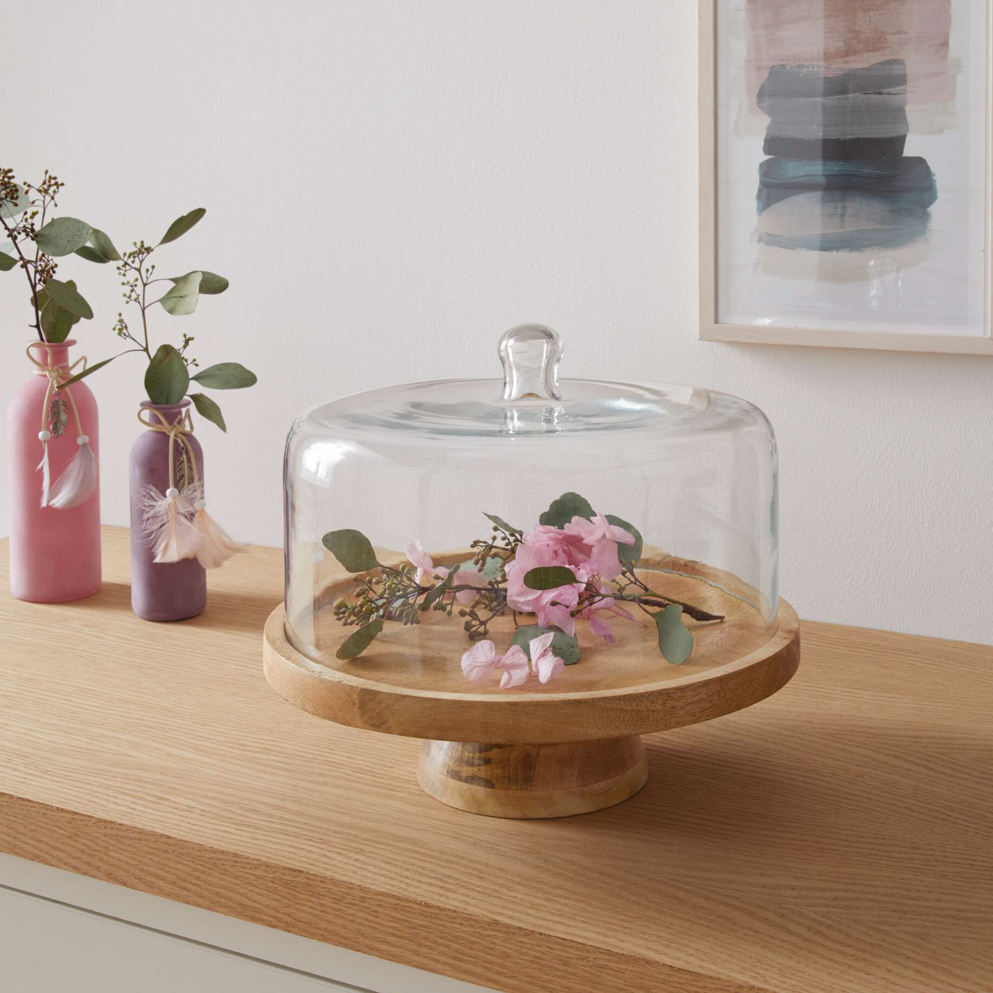 Acheter Plateau "bois de manguier" avec cloche en verre  dans la boutique en ligne de Frank Flechtwaren pour Cuisine