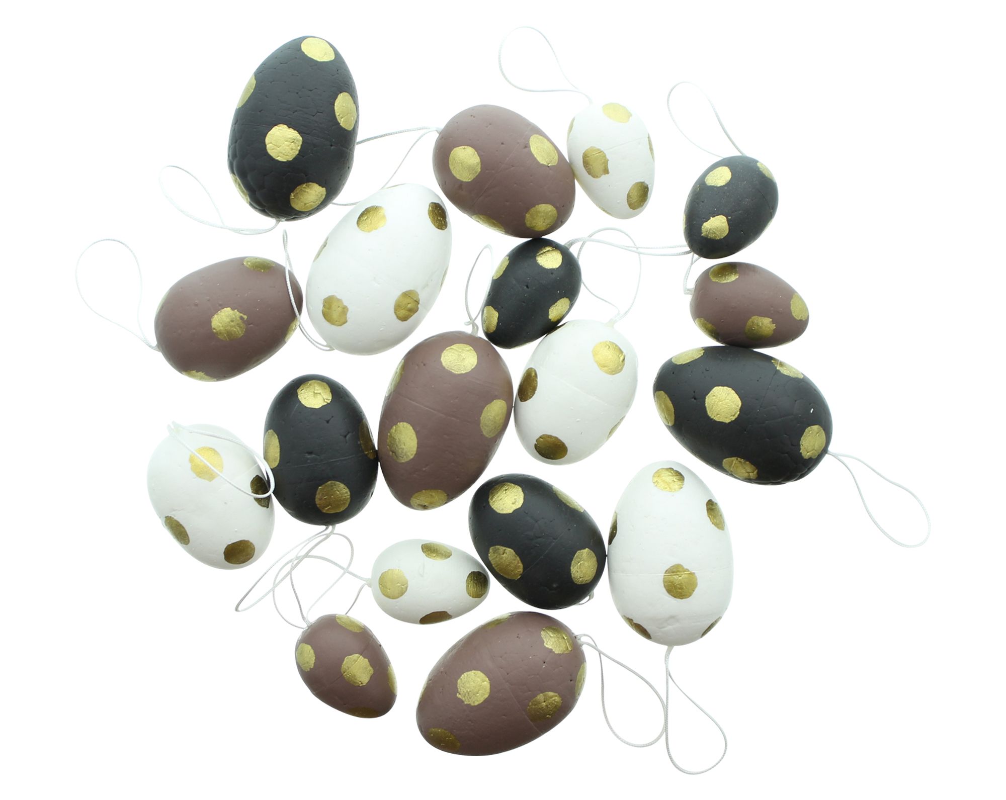 Acheter Lot de 18 oeufs décoratifs "pois dorés"  dans la boutique en ligne de Frank Flechtwaren pour Oeufs Pâques