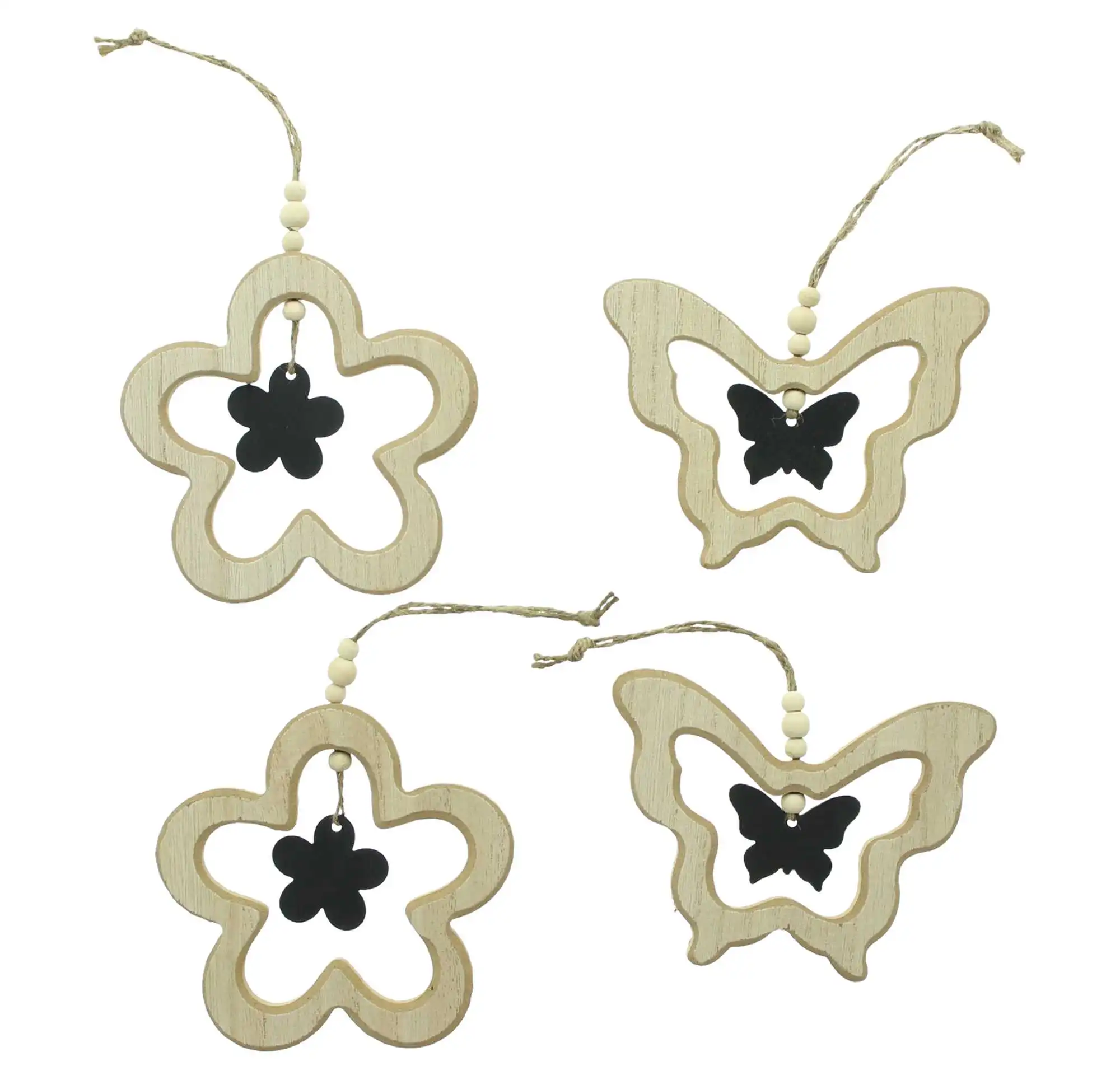 Acheter Lot de 4 suspensions "papillon &amp; fleur"  dans la boutique en ligne de Frank Flechtwaren pour Pâques