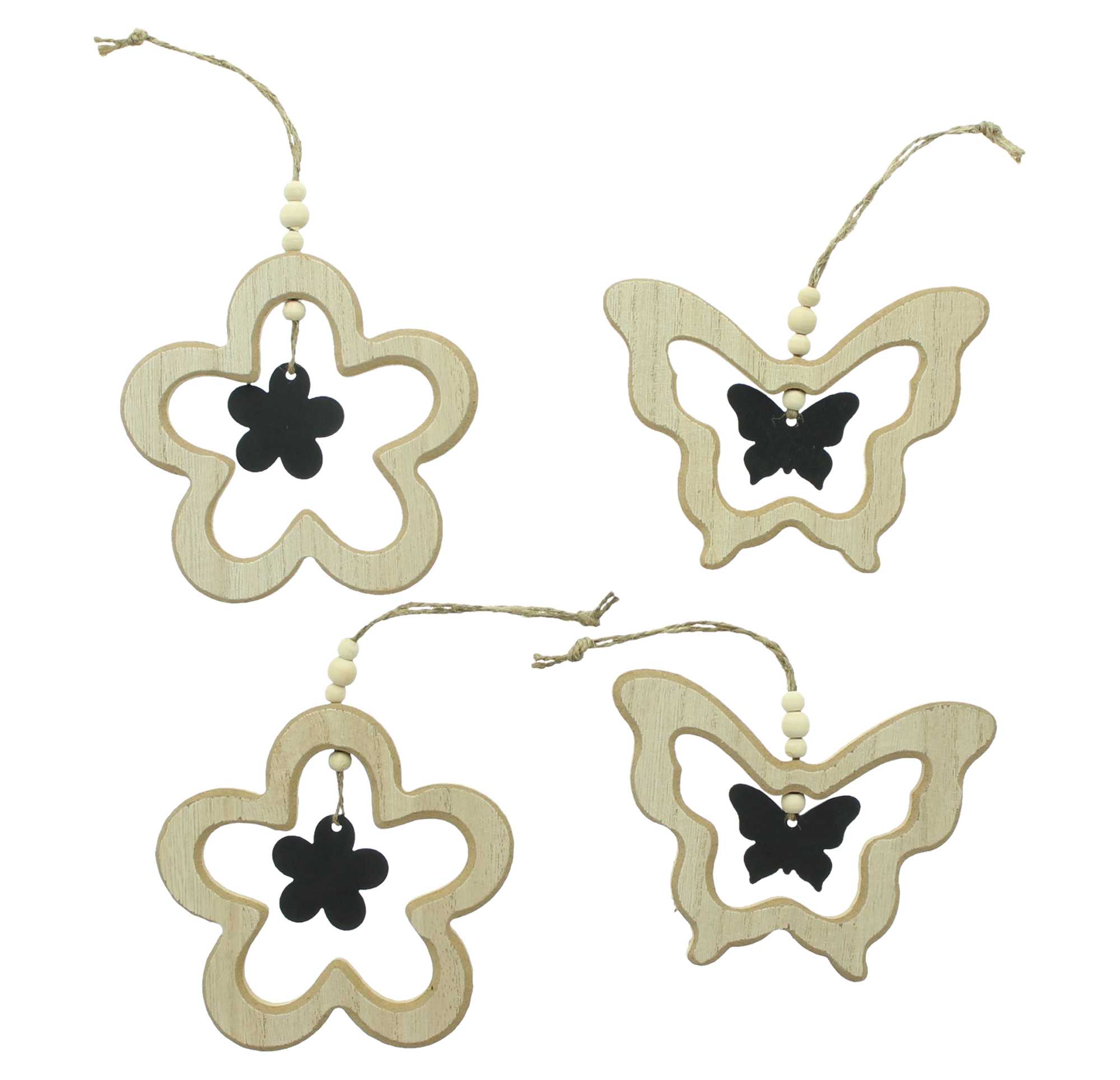Acheter Lot de 4 suspensions "papillon &amp; fleur"  dans la boutique en ligne de Frank Flechtwaren pour Pâques
