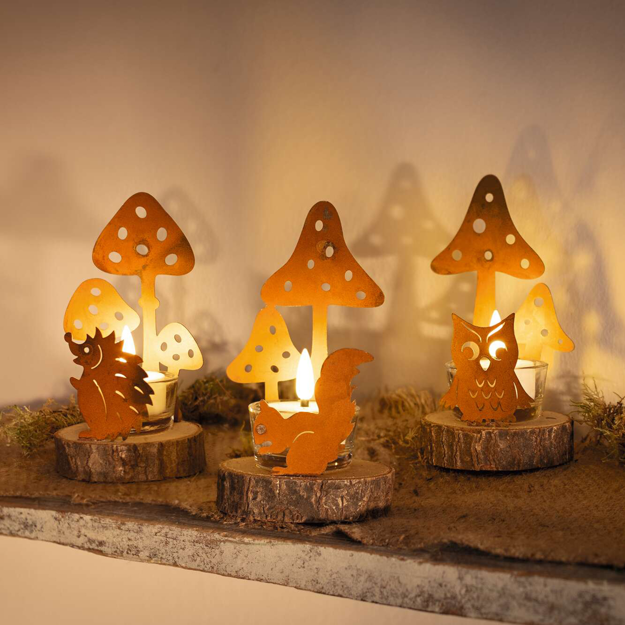 Acheter Lot de 3 bougeoirs "automne"  dans la boutique en ligne de Frank Flechtwaren pour Automne