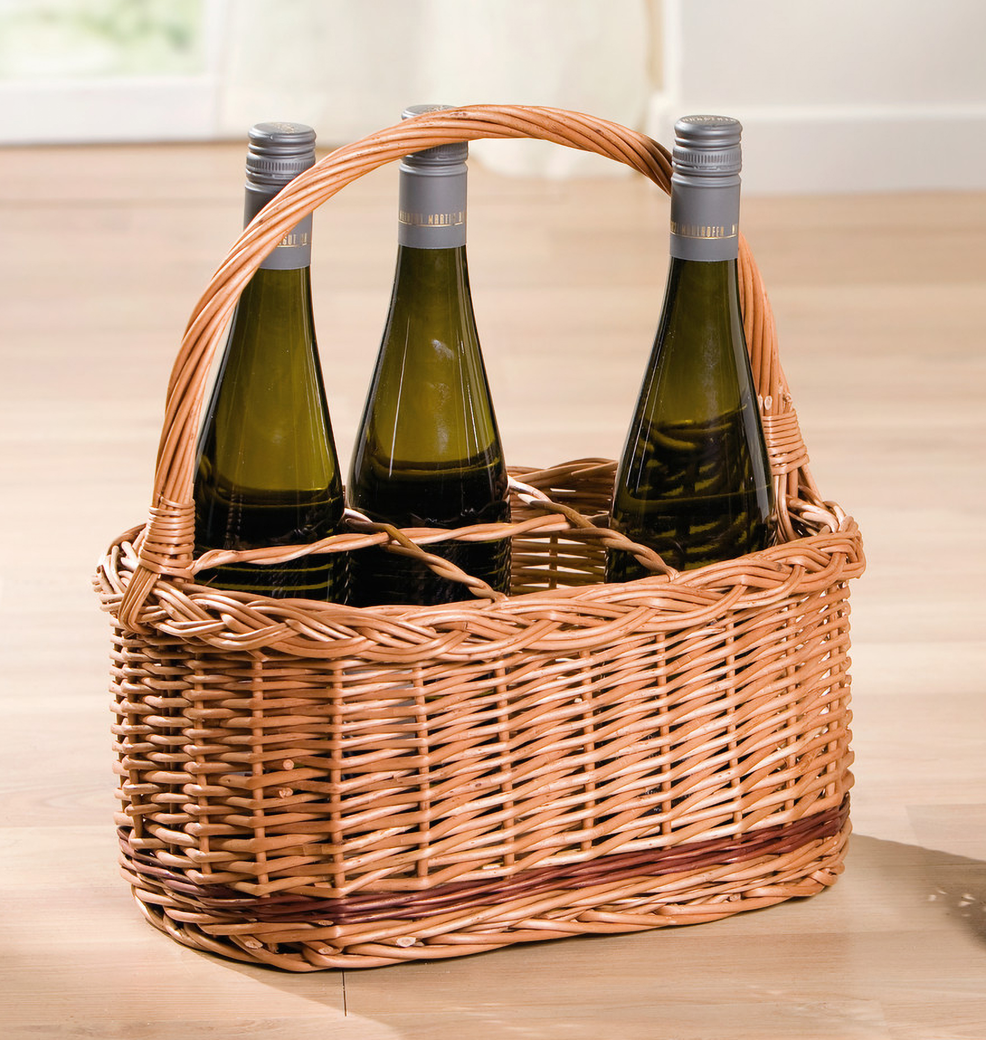 Acheter Panier à bouteilles "rustique" pour 6 bouteilles  dans la boutique en ligne de Frank Flechtwaren