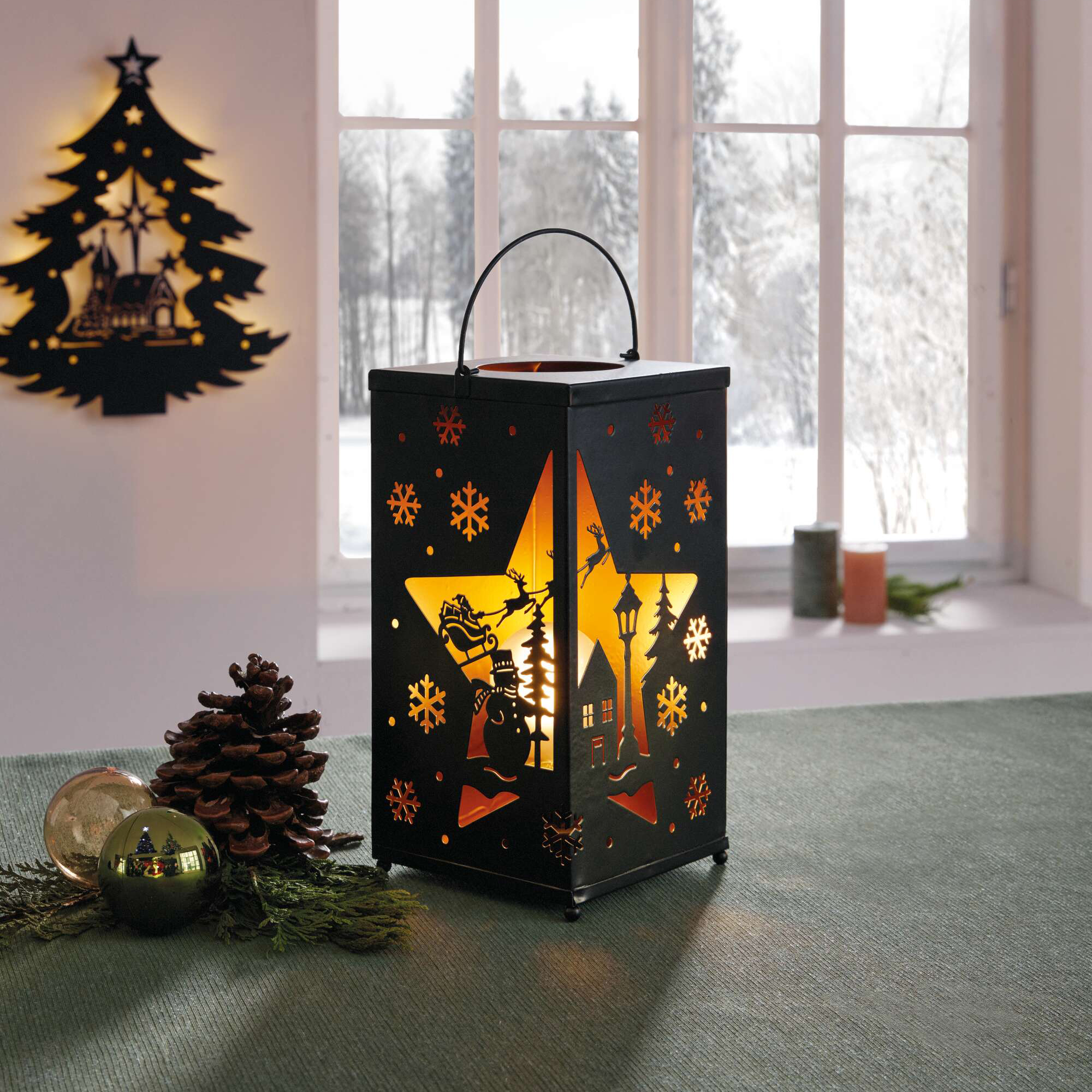Acheter Lanterne LED "paysage hivernal"  dans la boutique en ligne de Frank Flechtwaren
