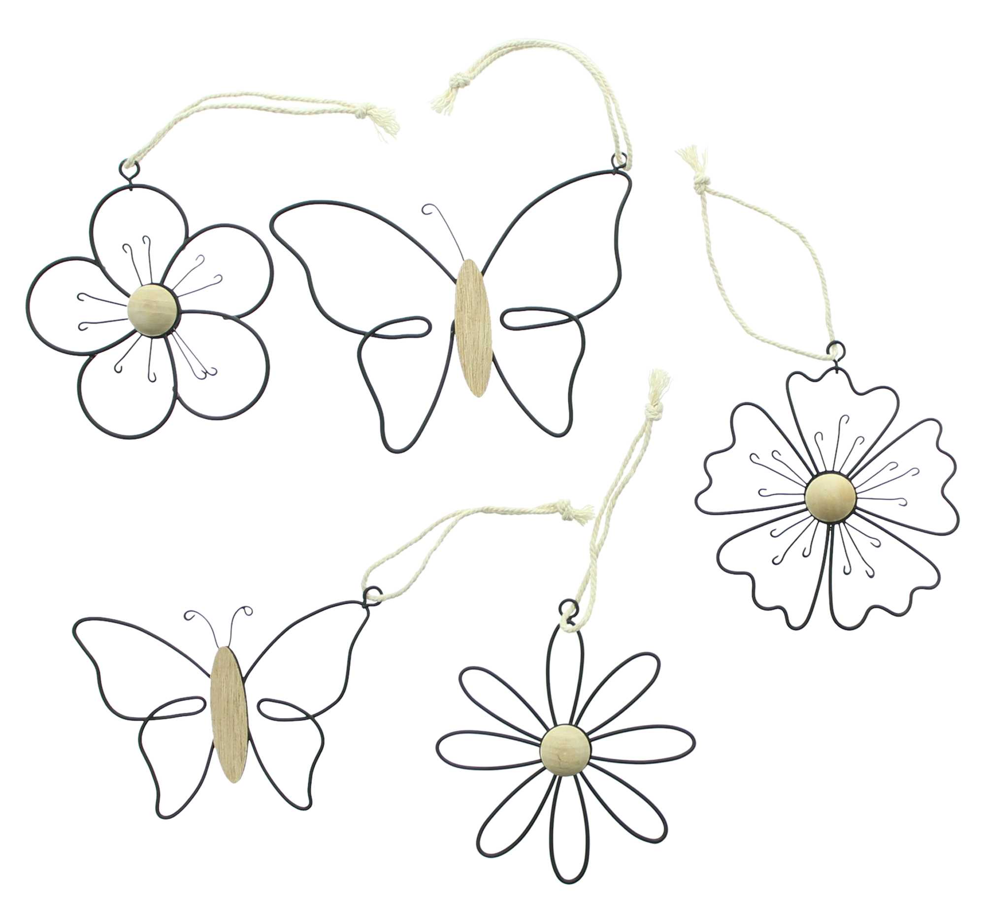 Acheter Lot de 5 suspensions "fleur &amp; papillon"  dans la boutique en ligne de Frank Flechtwaren pour Pâques