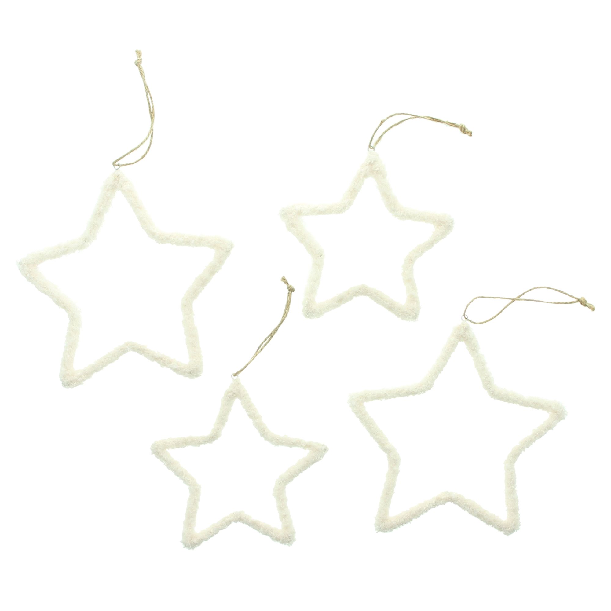 Acheter Pendentifs étoiles « Cozy White », lot de 4 dans la boutique en ligne de Frank Flechtwaren pour Décorations à suspendre