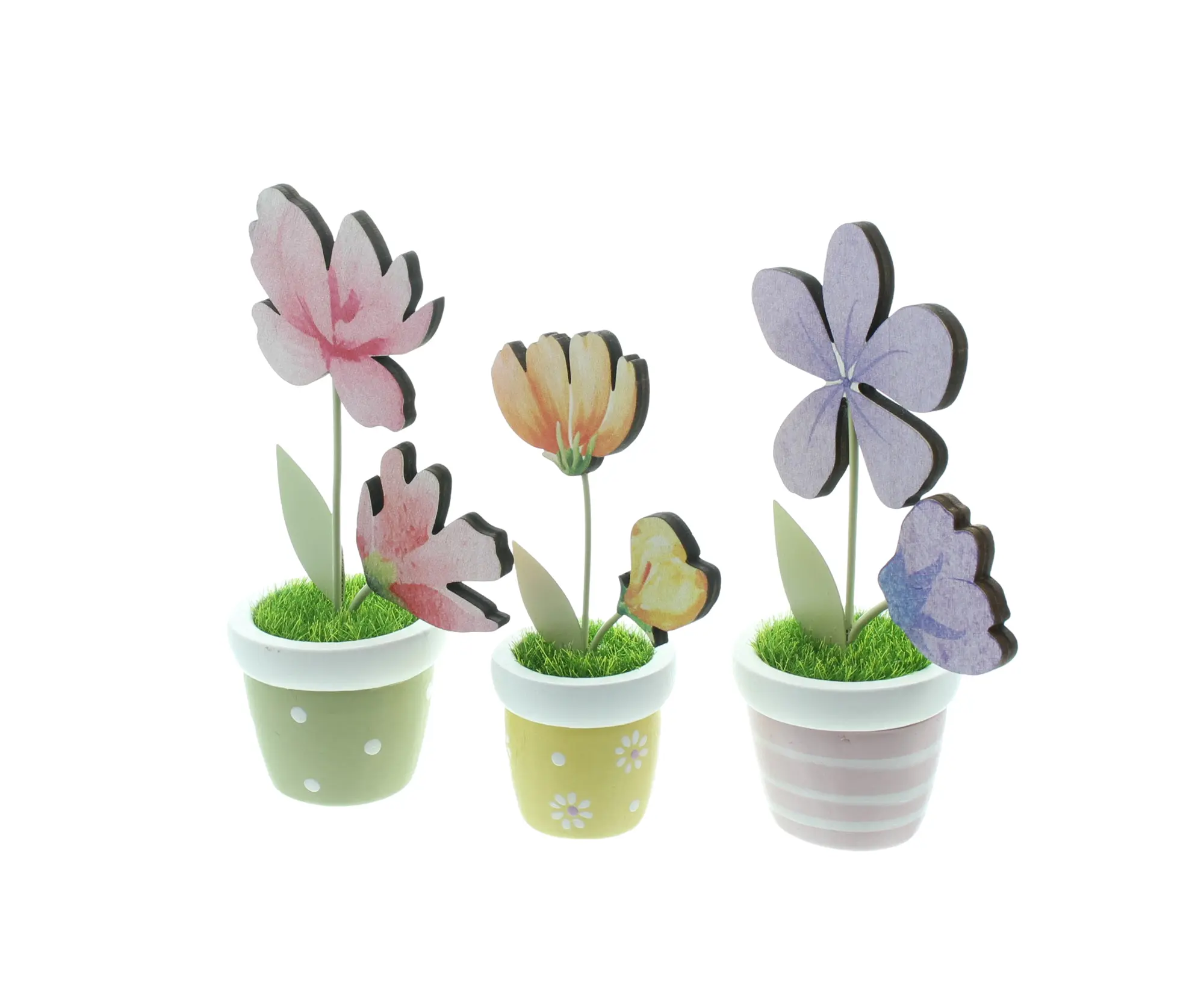 Acheter Lot de 3 décorations florales "pots colorés"  dans la boutique en ligne de Frank Flechtwaren pour Tons pastel