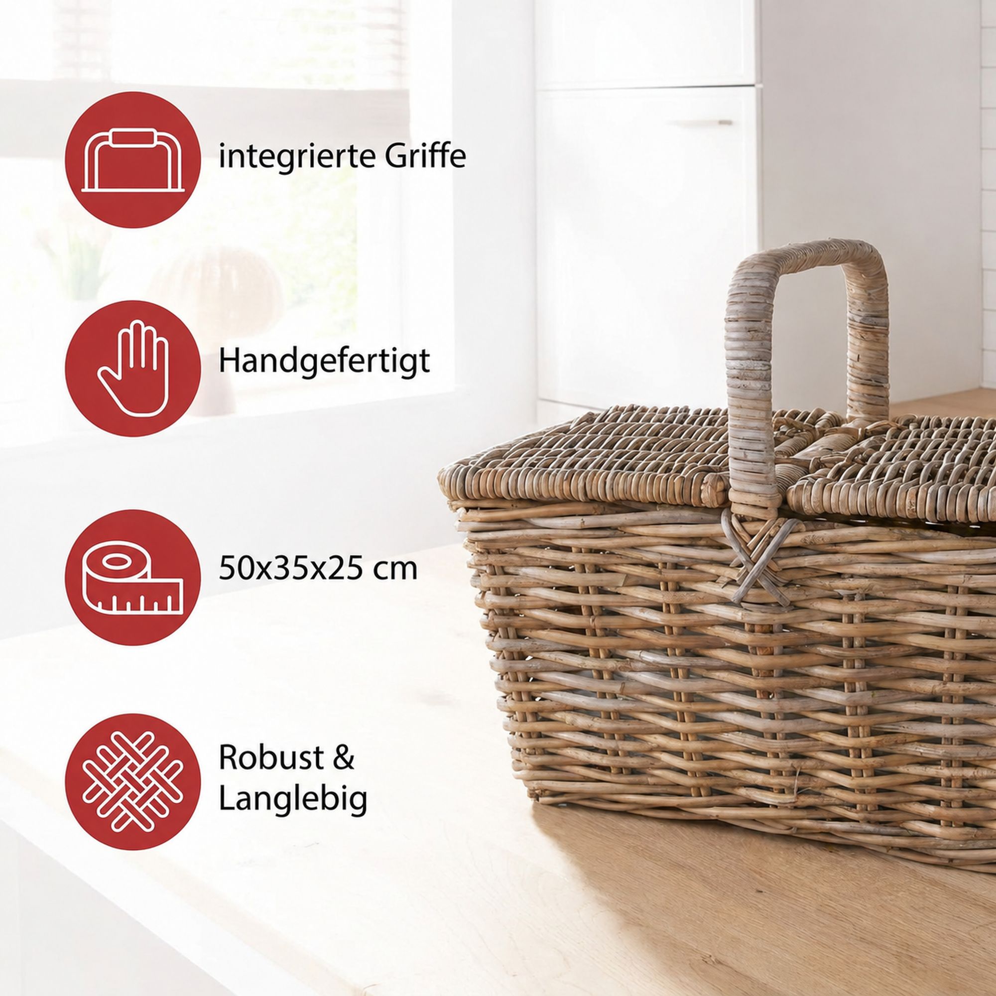 Acheter Panier pique-nique "rotin"  dans la boutique en ligne de Frank Flechtwaren pour Cuisine