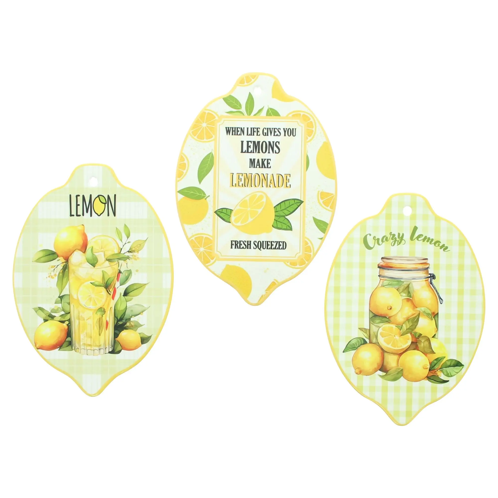 Acheter Lot de 3 décorations murale "Citron"  dans la boutique en ligne de Frank Flechtwaren pour Sorbet citron au