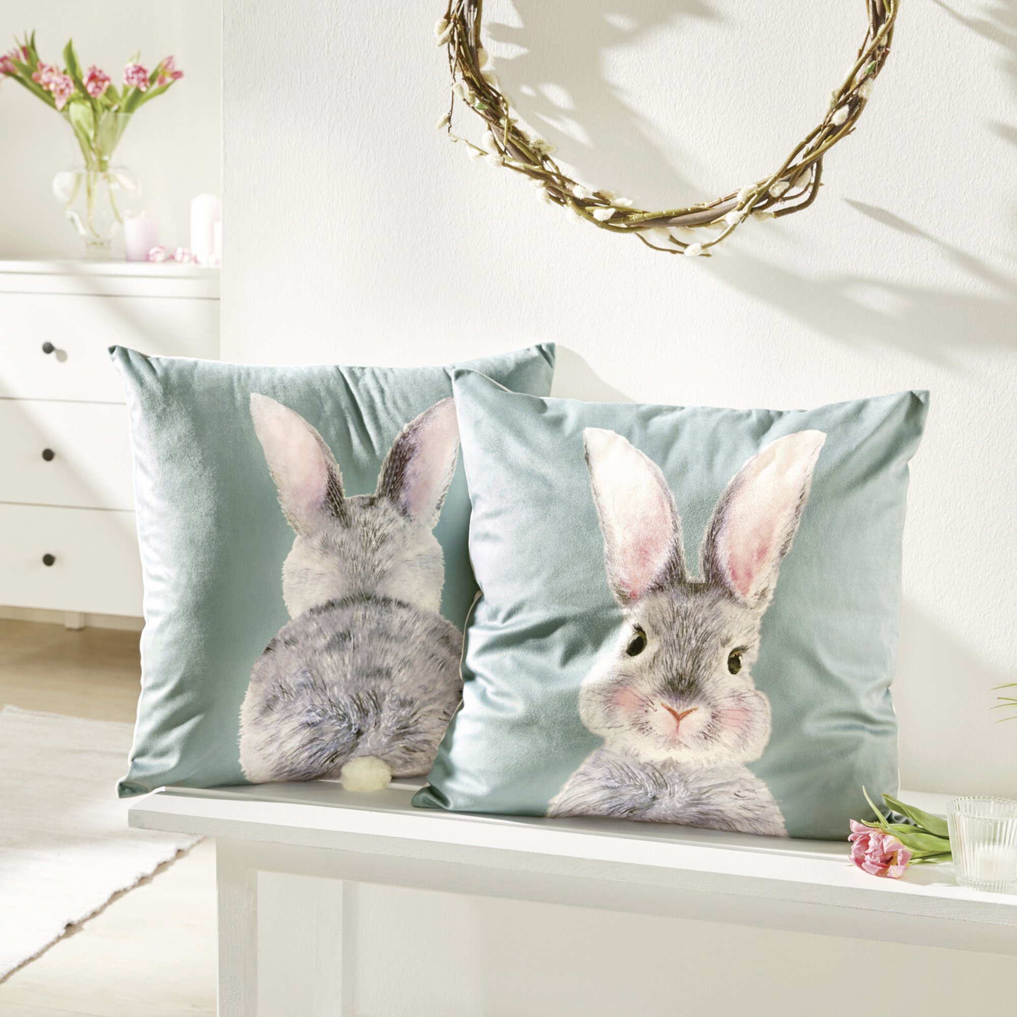 Acheter Lot de 2 housses de coussin "petit lapin"  dans la boutique en ligne de Frank Flechtwaren