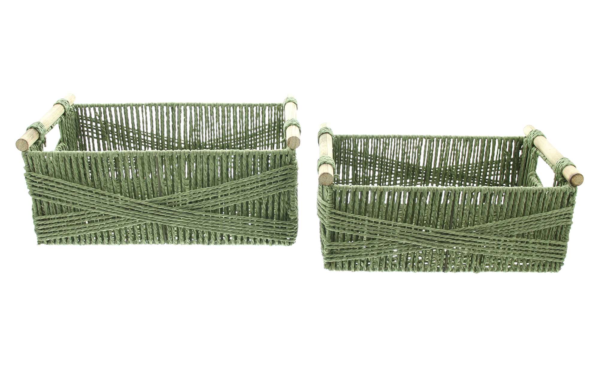 Acheter Lot de 2 corbeilles « poignée en bois »  dans la boutique en ligne de Frank Flechtwaren pour Paniers de remplissage &amp; universels